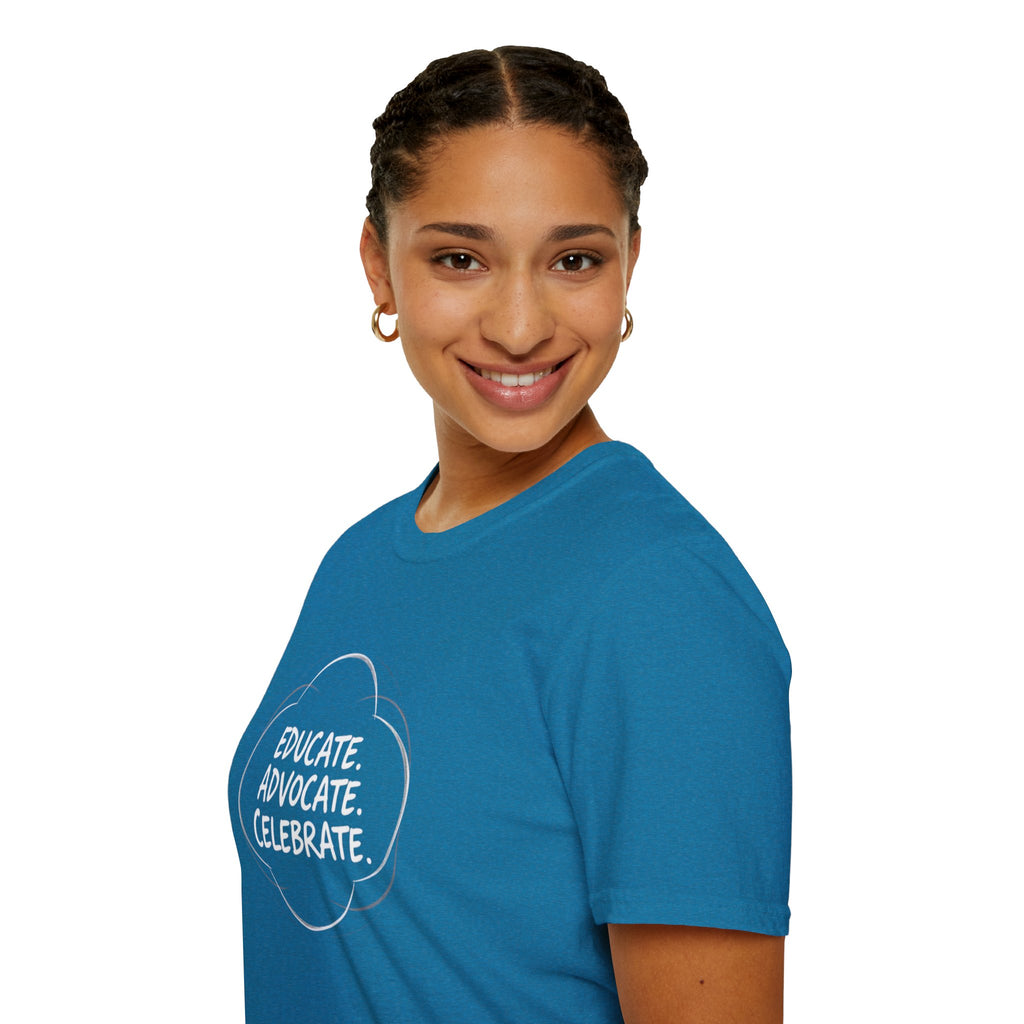 Subtle Pride Educate Advocate Celebrate Minimalist T-Shirt for Every Occasion