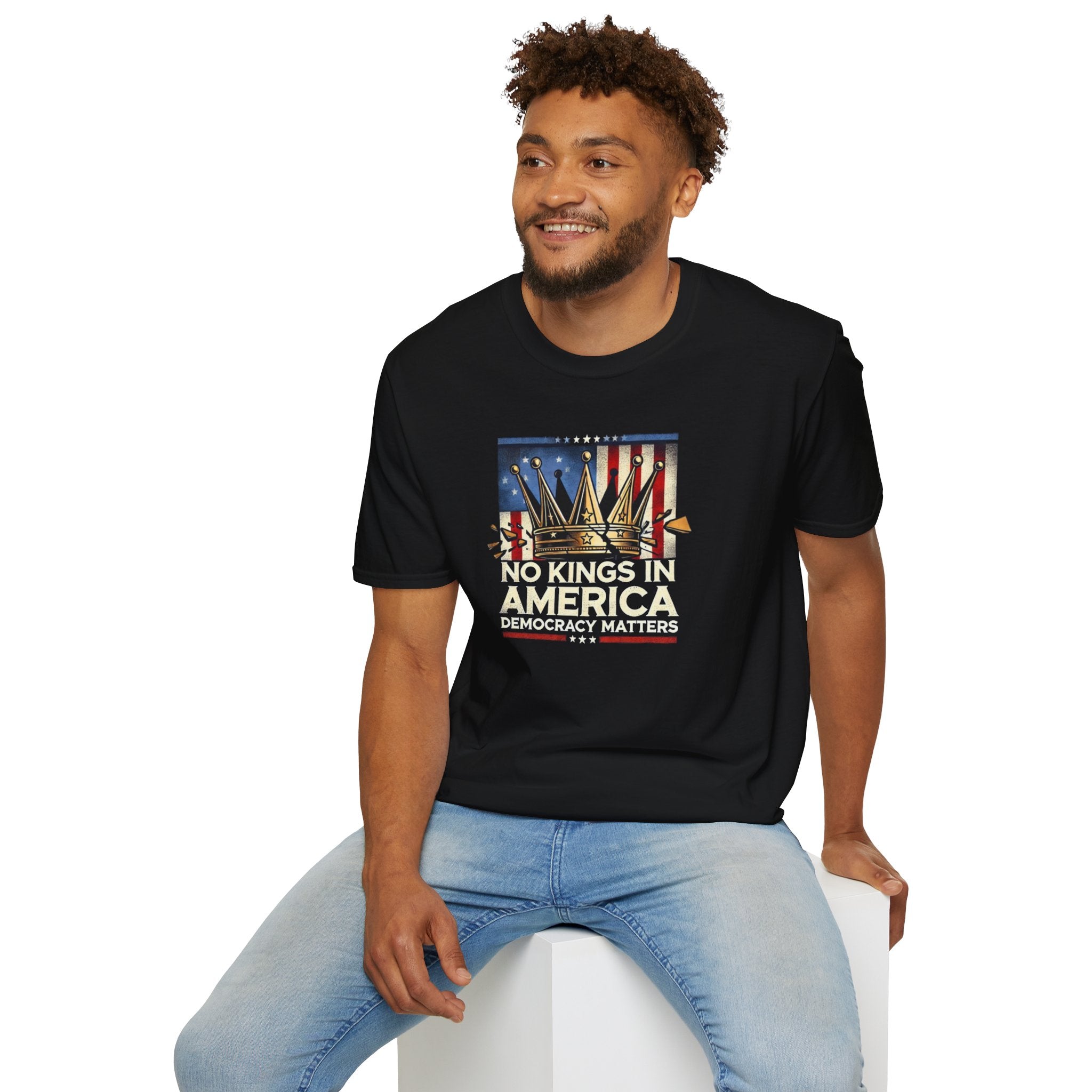 No Kings in America-Democracy Matters  Unisex Softstyle T-Shirt