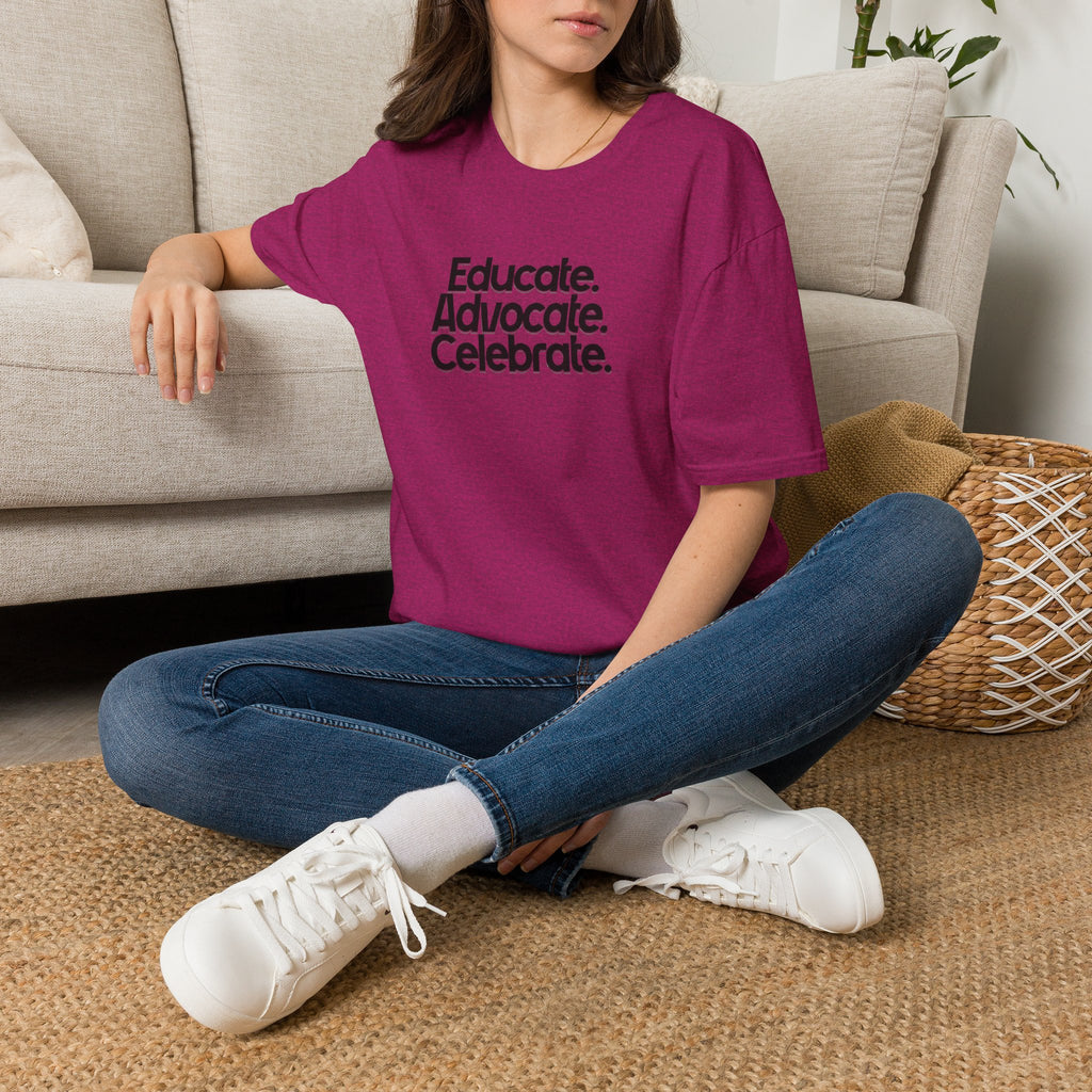 Teacher Advocate T-Shirt - Subtle Pride Educate Advocate Celebrate Design