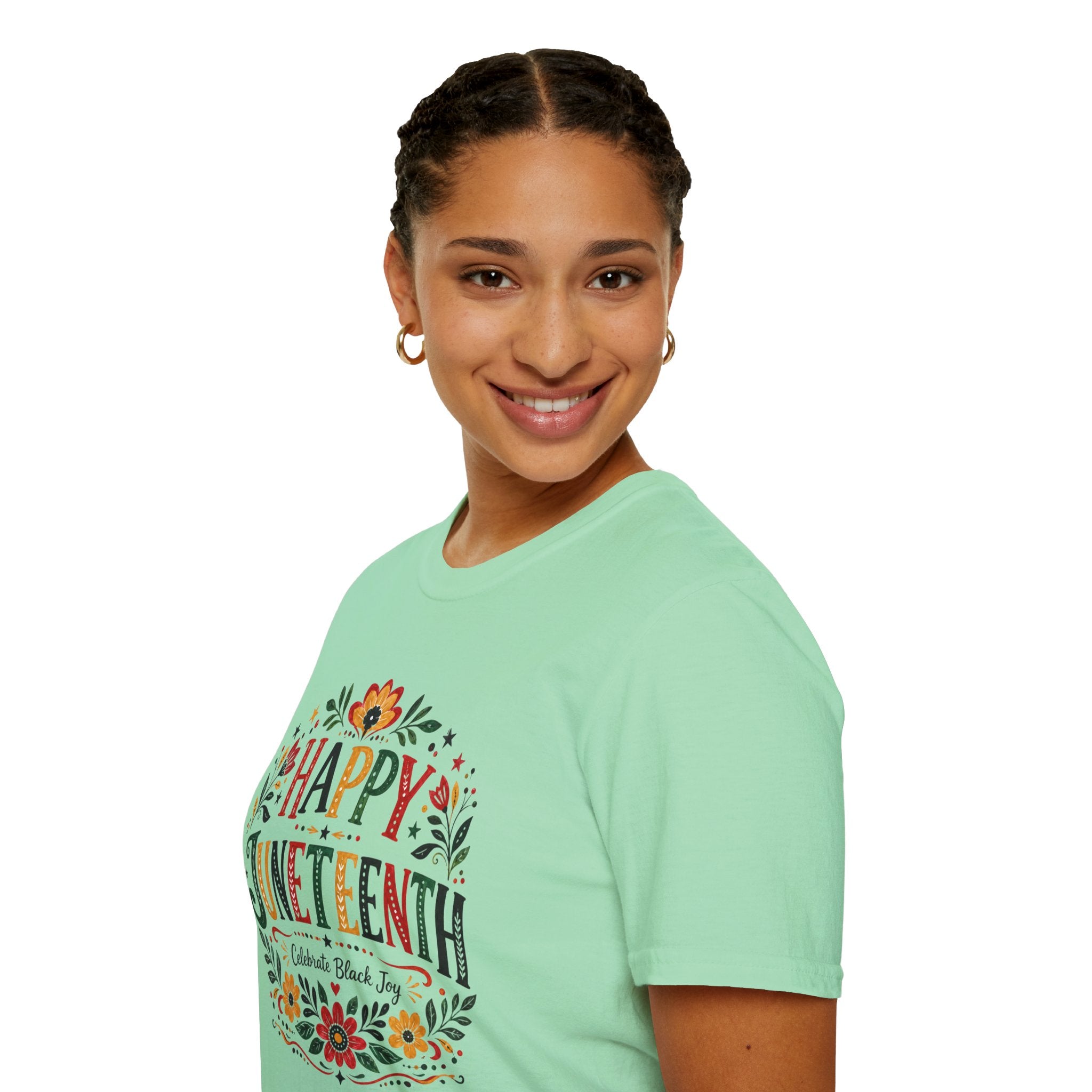 Juneteenth T-Shirt — "Happy Juneteenth" Floral Celebration Tee