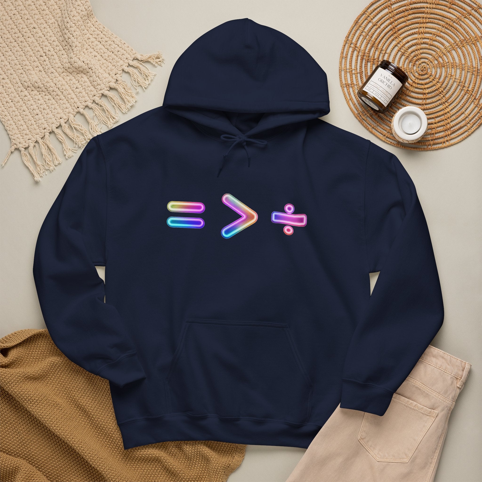 Equality is Greater than Division Neon Style Pullover Hoodie