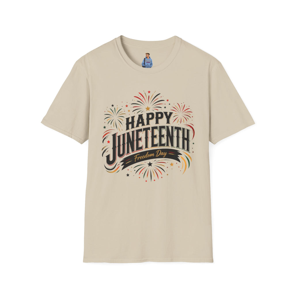 Juneteenth T-Shirt - "Happy Juneteenth" Fireworks Celebration Tee