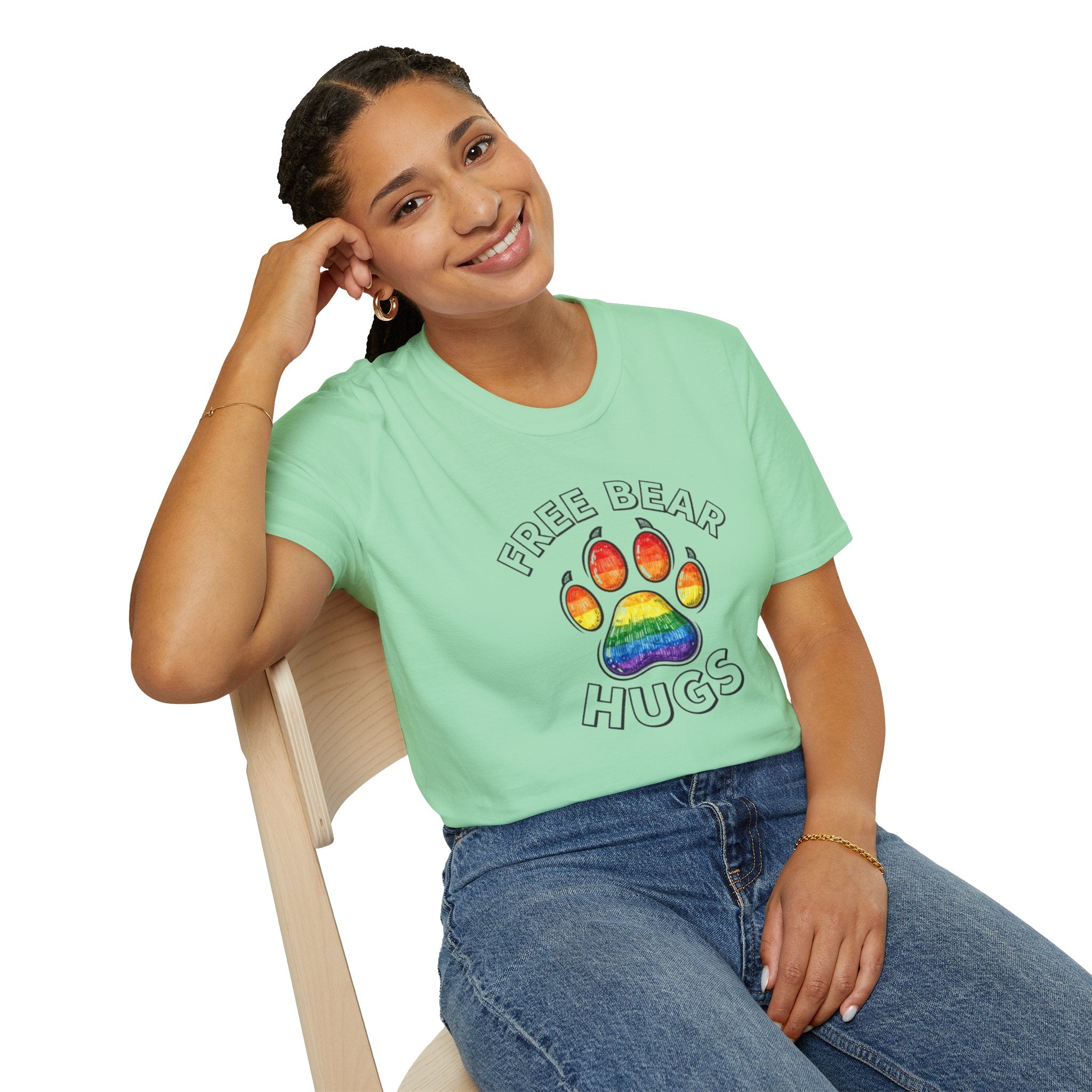 Free Bear Hugs Rainbow Paw T-Shirt