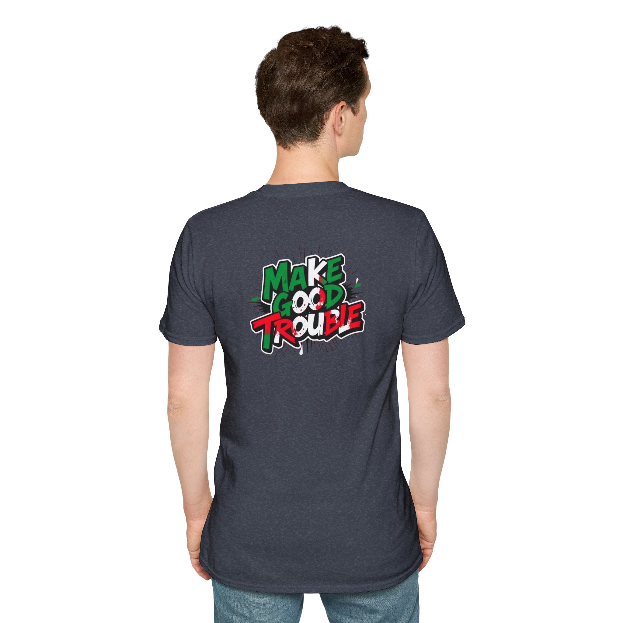 Camiseta unisex de estilo suave Make Good Trouble | Divertida camiseta gráfica para activistas y creadores de tendencias