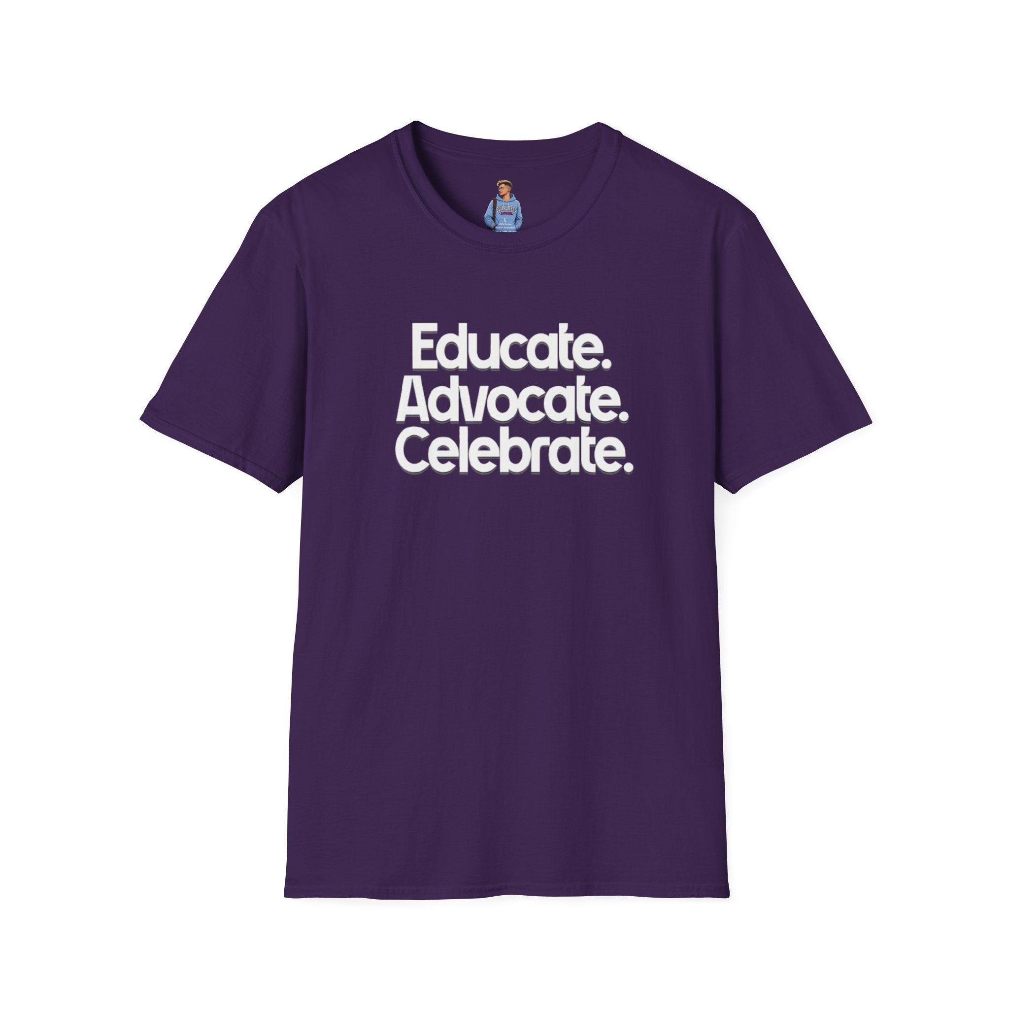 Educate. Advocate. Celebrate. Minimalist Pride T-Shirt