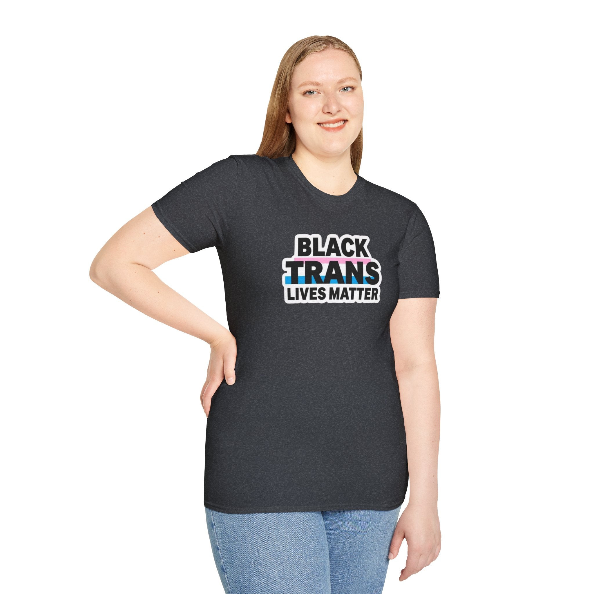 Unisex Softstyle T-Shirt - Black Trans Lives Matter Statement Tee