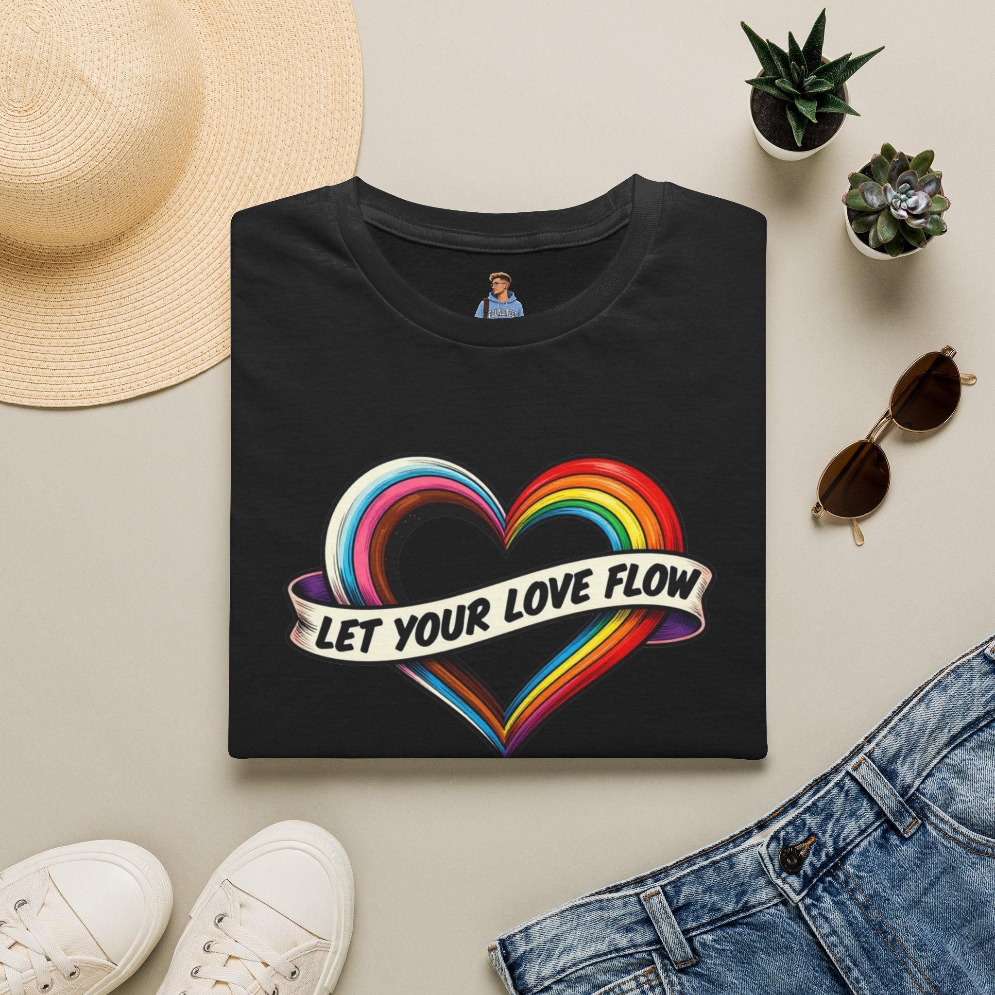 Let Your Love Flow Rainbow Heart T-Shirt