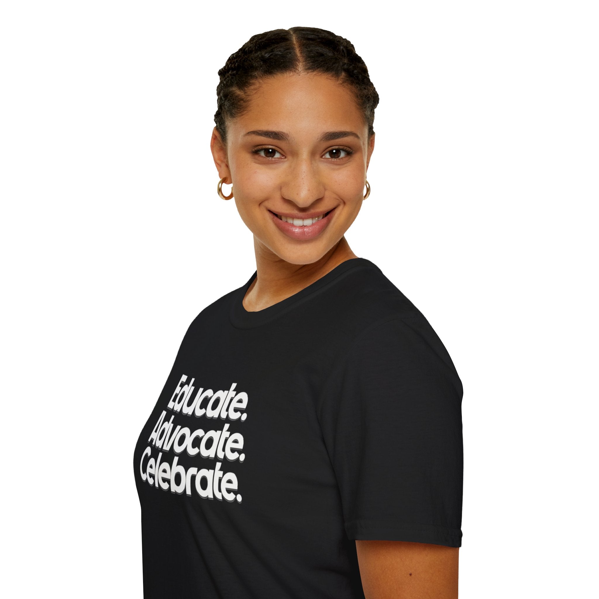 Educate. Advocate. Celebrate. Minimalist Pride T-Shirt