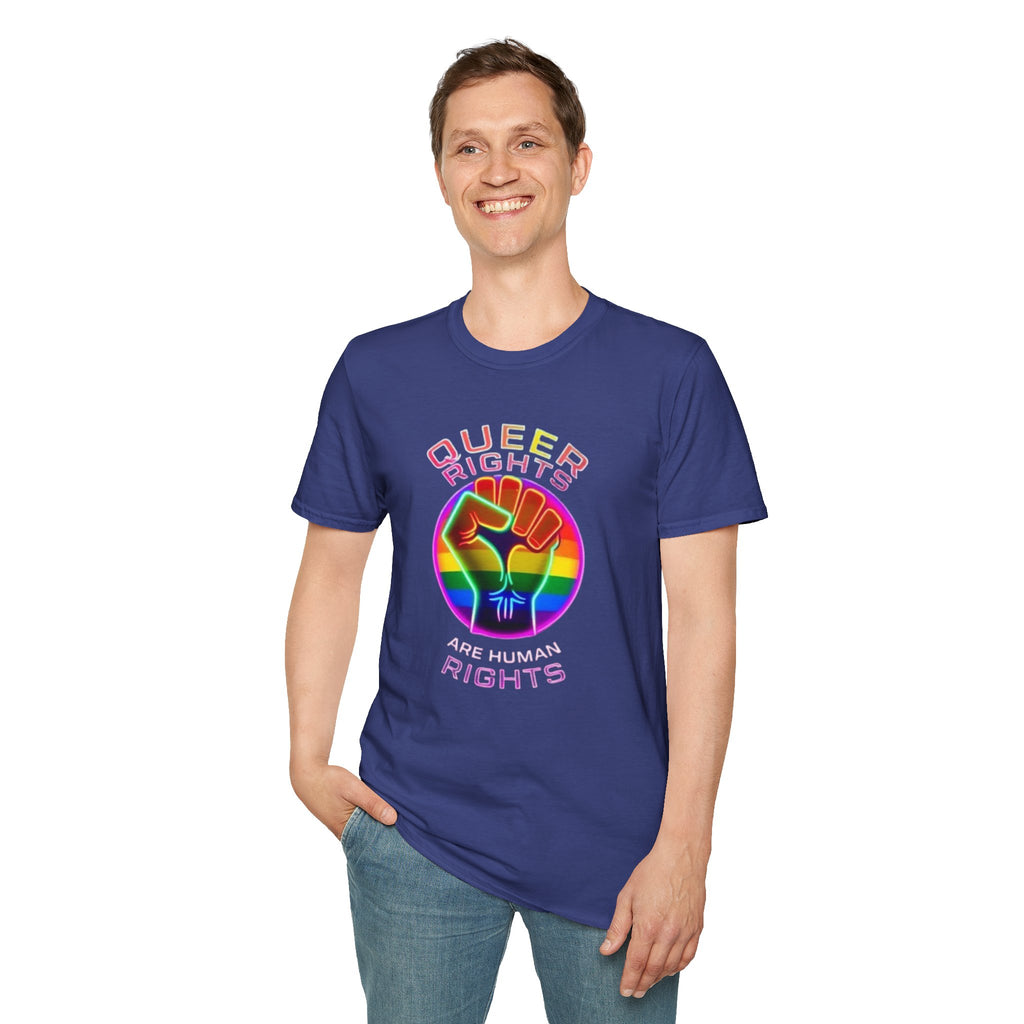 Unisex Softstyle T-Shirt - Queer Rights Are Human Rights Statement Tee