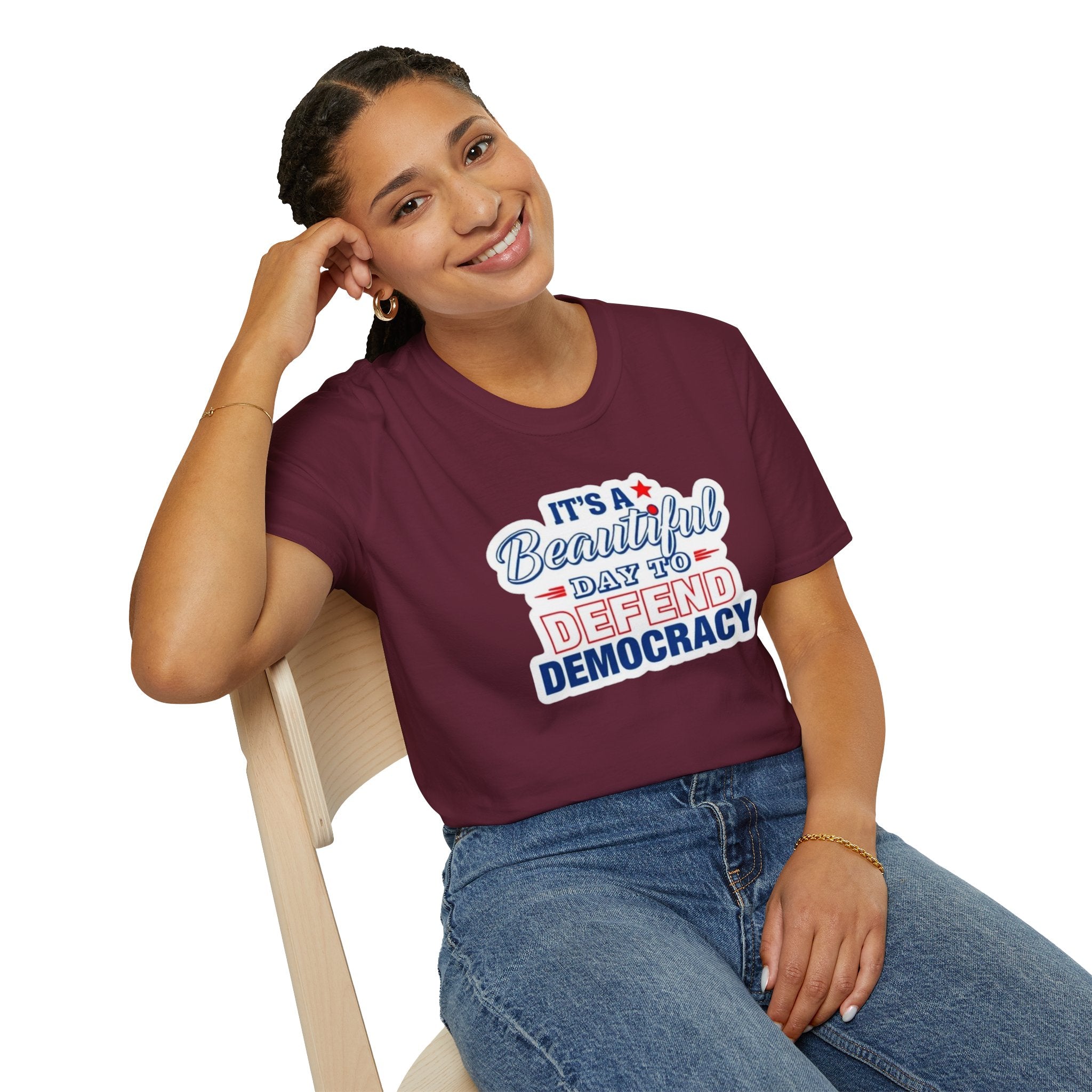 Defend Democracy Unisex Softstyle T-Shirt - Perfect for Activism and Everyday Wear