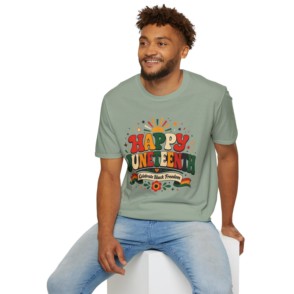 Juneteenth T-Shirt - "Happy Juneteenth" Retro Celebration Tee