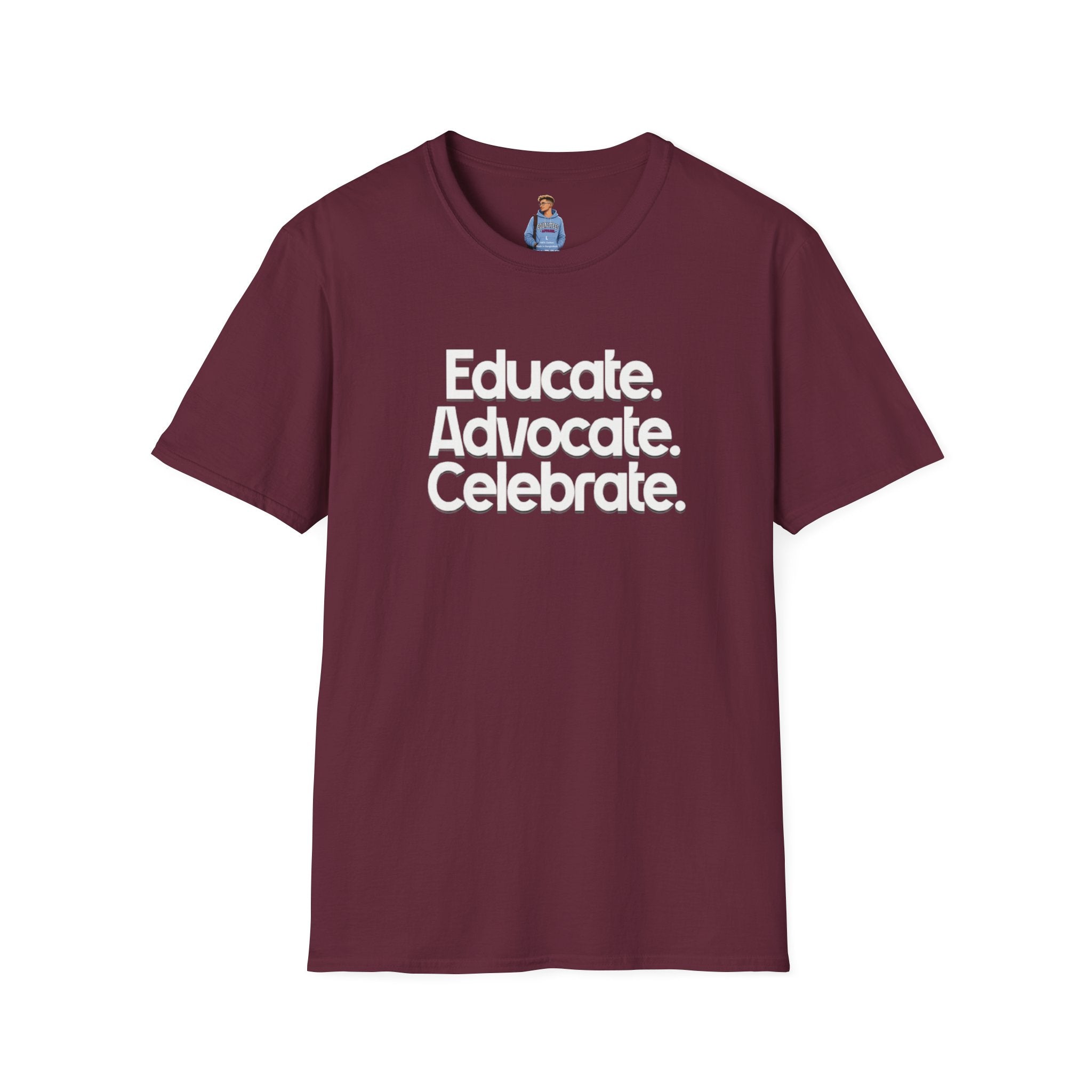 Educate. Advocate. Celebrate. Minimalist Pride T-Shirt