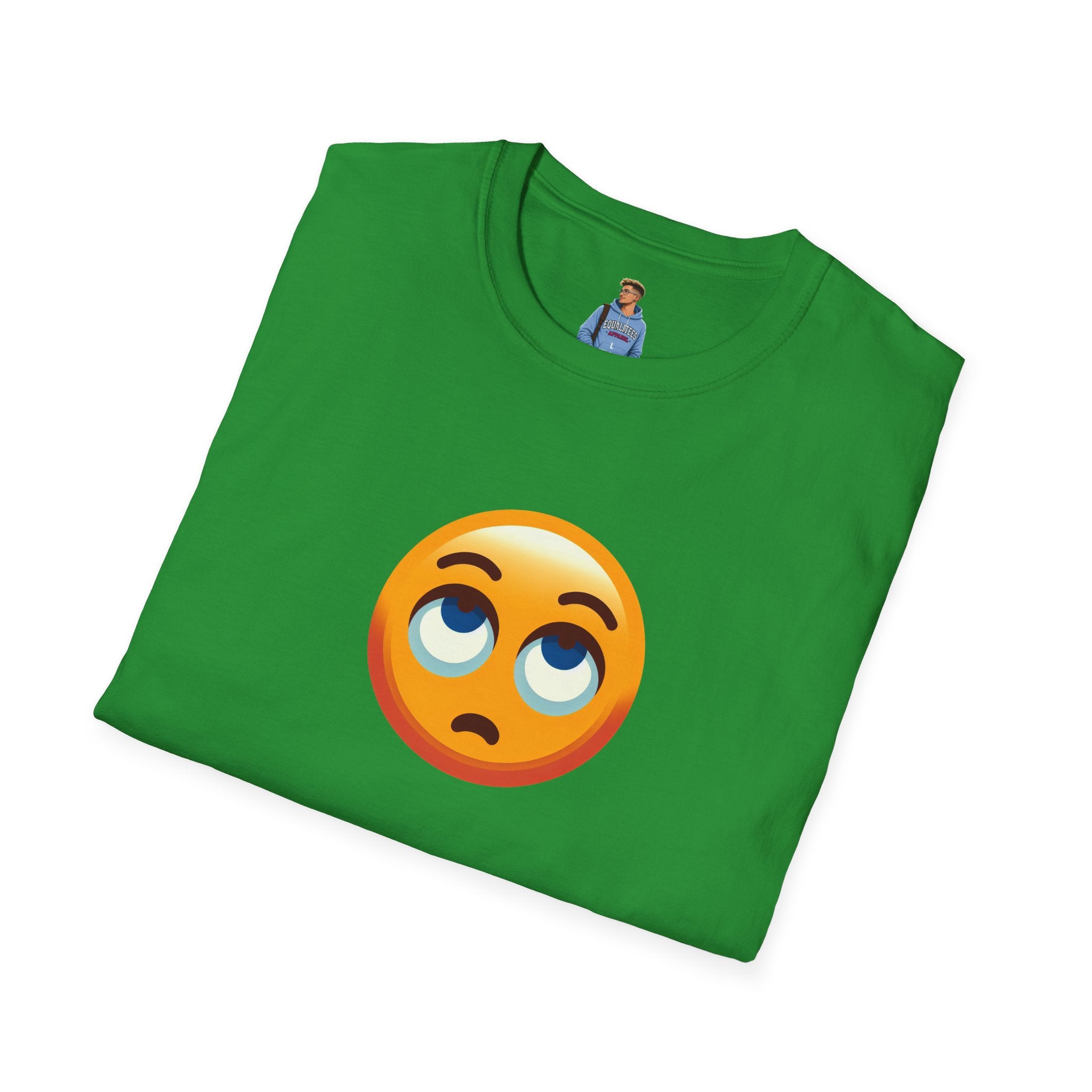 Camiseta unisex de estilo suave con emoji de ojos en blanco | Camiseta gráfica informal para el día a día