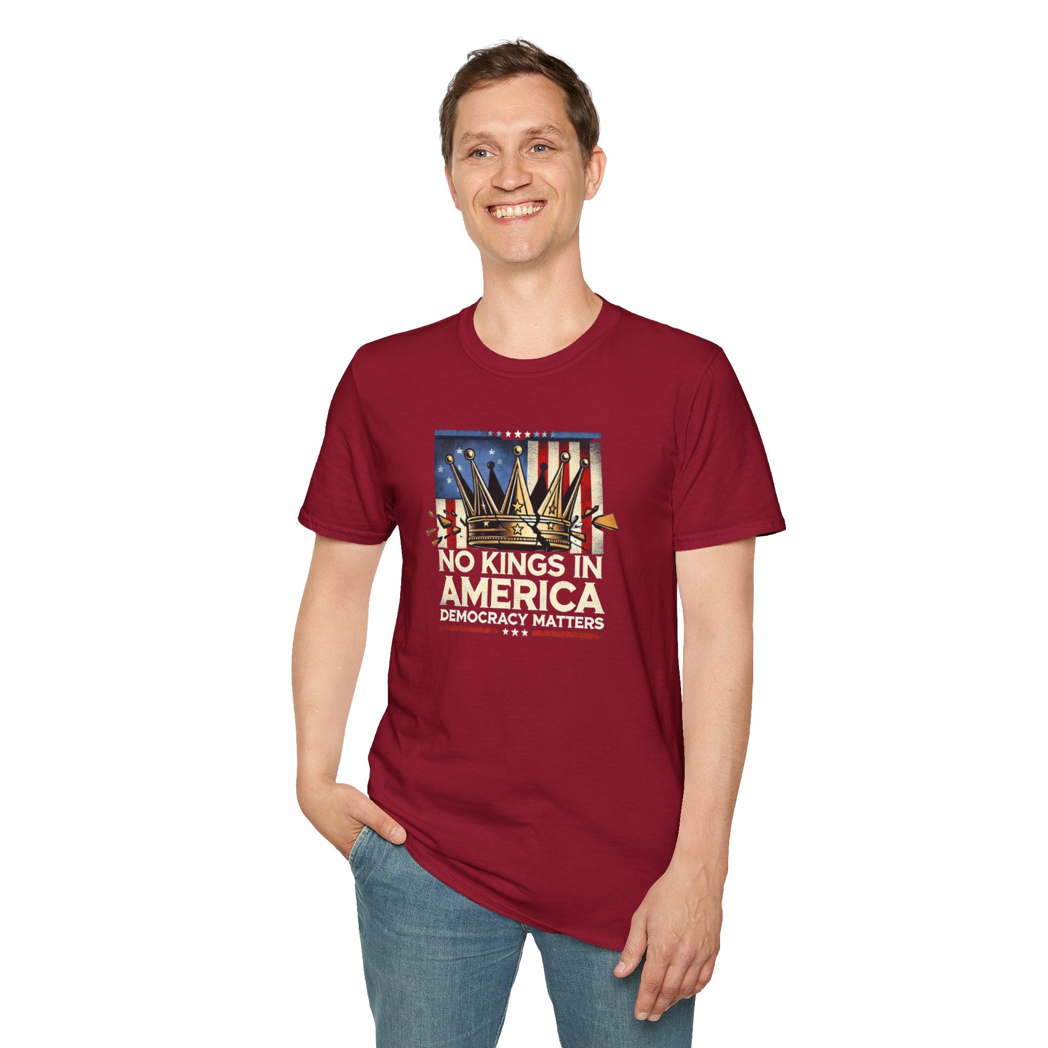 No Kings in America-Democracy Matters  Unisex Softstyle T-Shirt