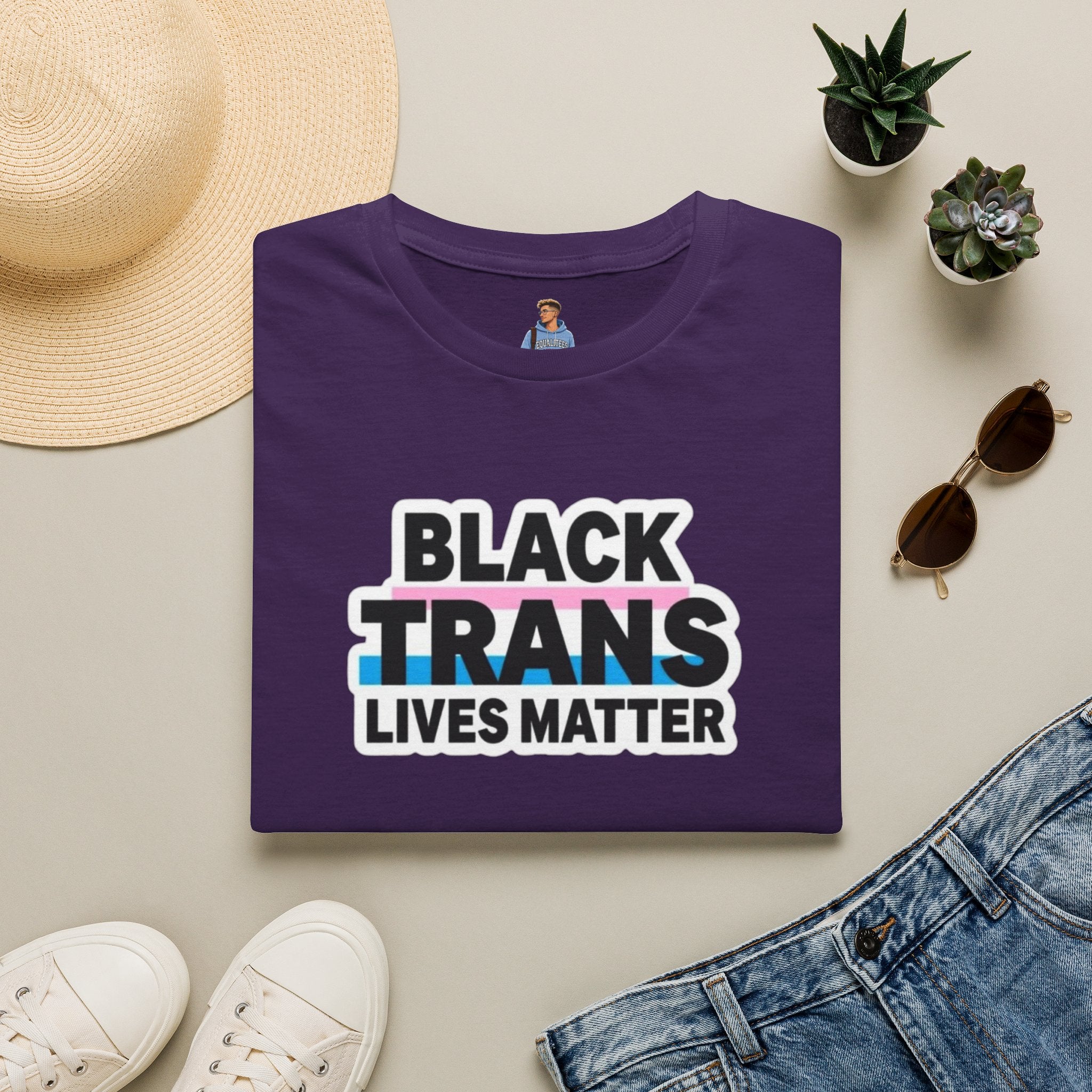 Unisex Softstyle T-Shirt - Black Trans Lives Matter Statement Tee