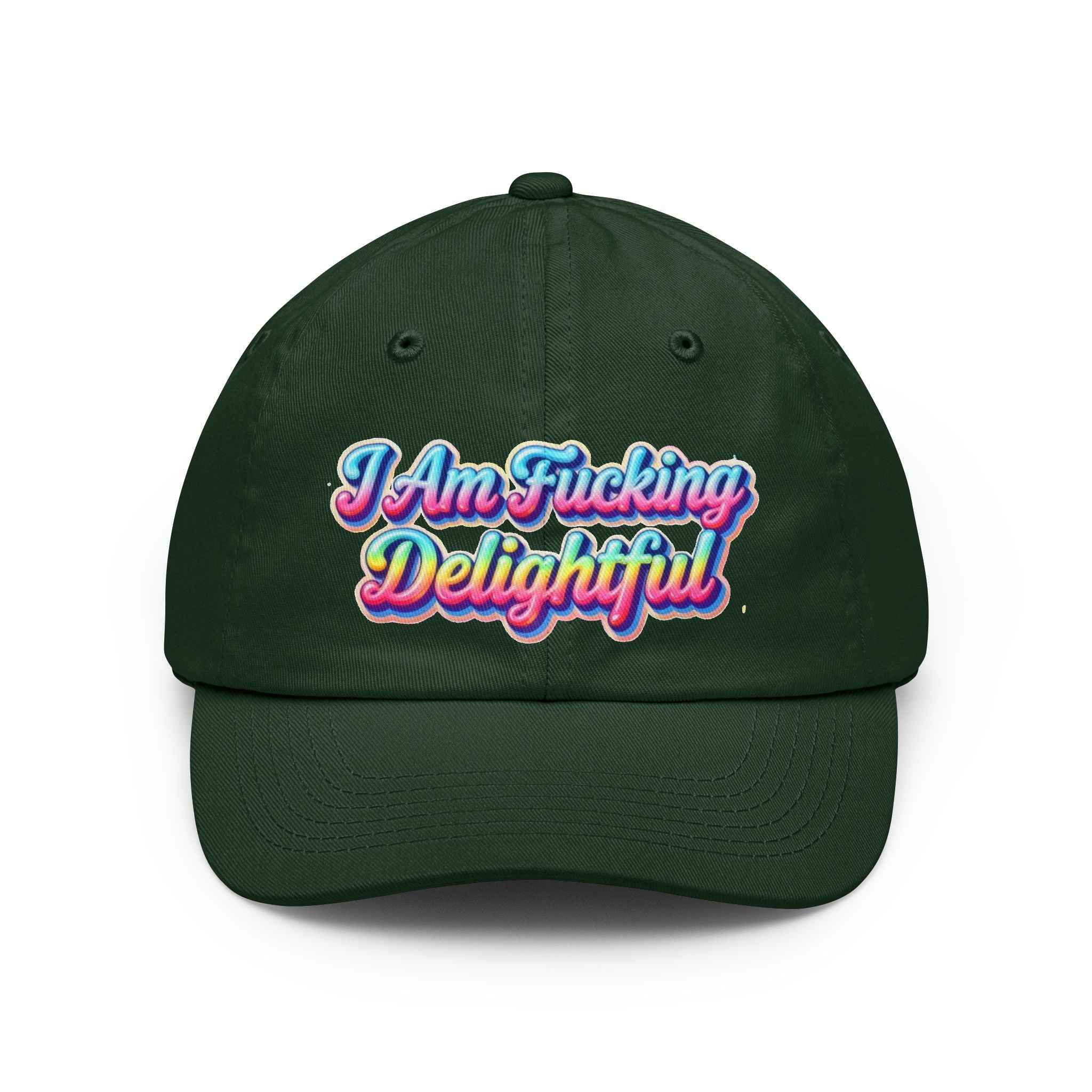 "I Am Fucking Delightful" Retro Rainbow Cap