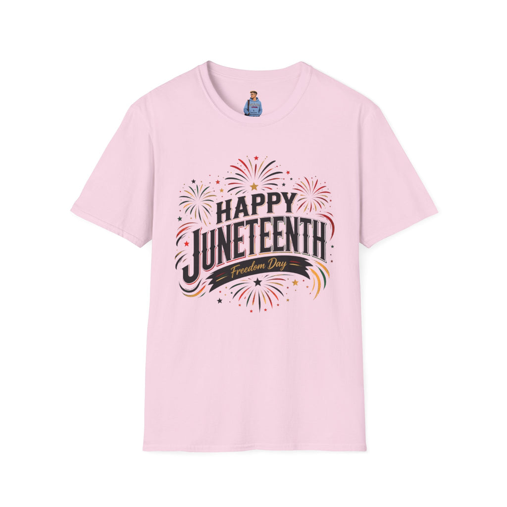Juneteenth T-Shirt - "Happy Juneteenth" Fireworks Celebration Tee