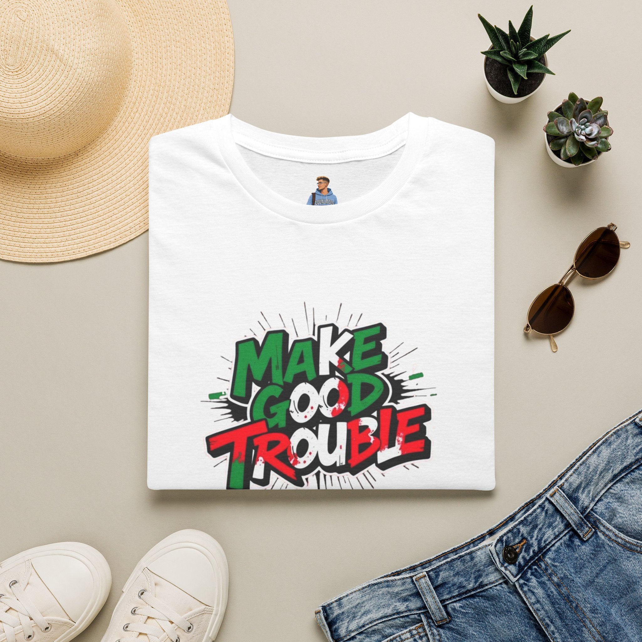 Camiseta unisex de estilo suave Make Good Trouble | Divertida camiseta gráfica para activistas y creadores de tendencias