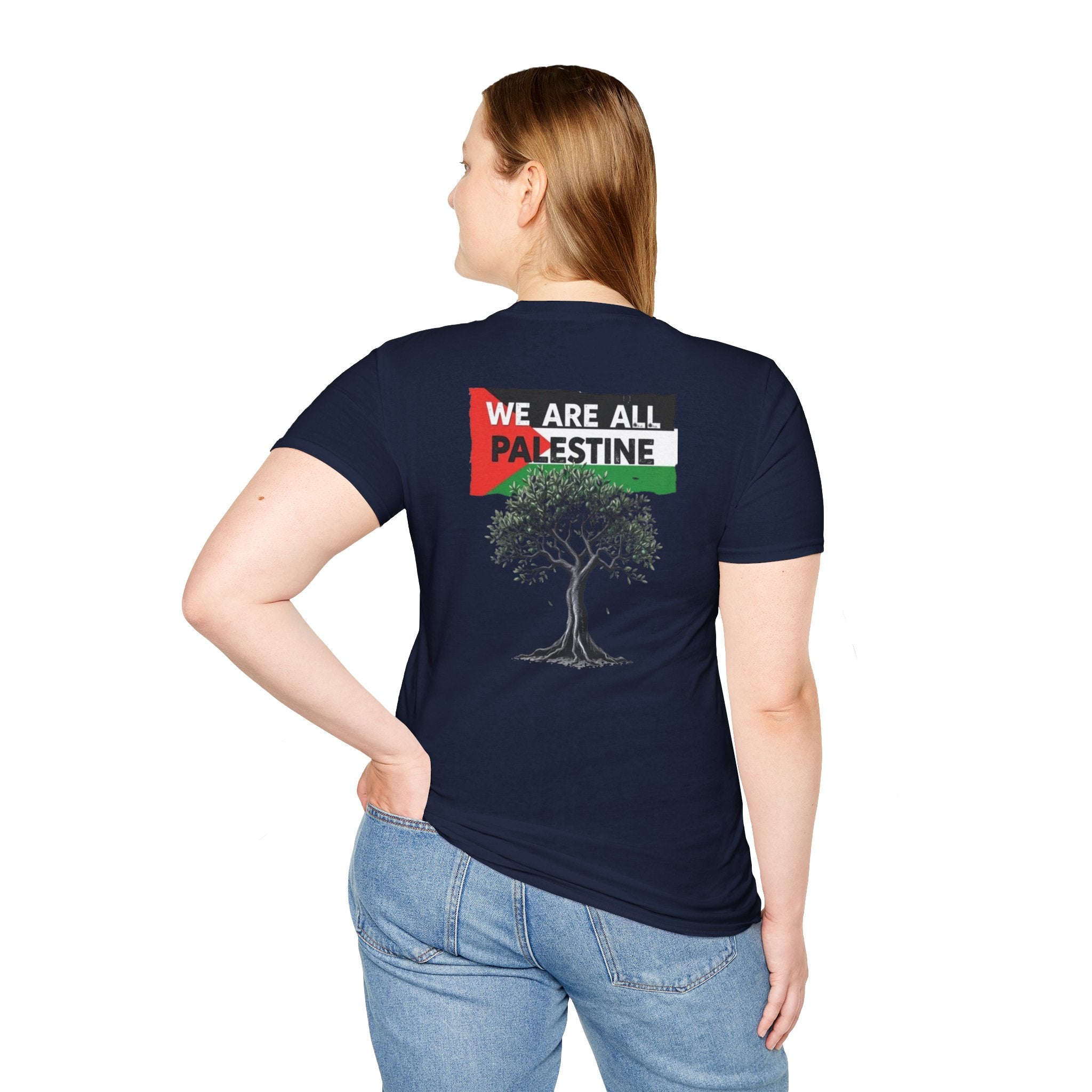 Camiseta unisex de estilo suave: "Apoya a Gaza y todos somos Palestina".