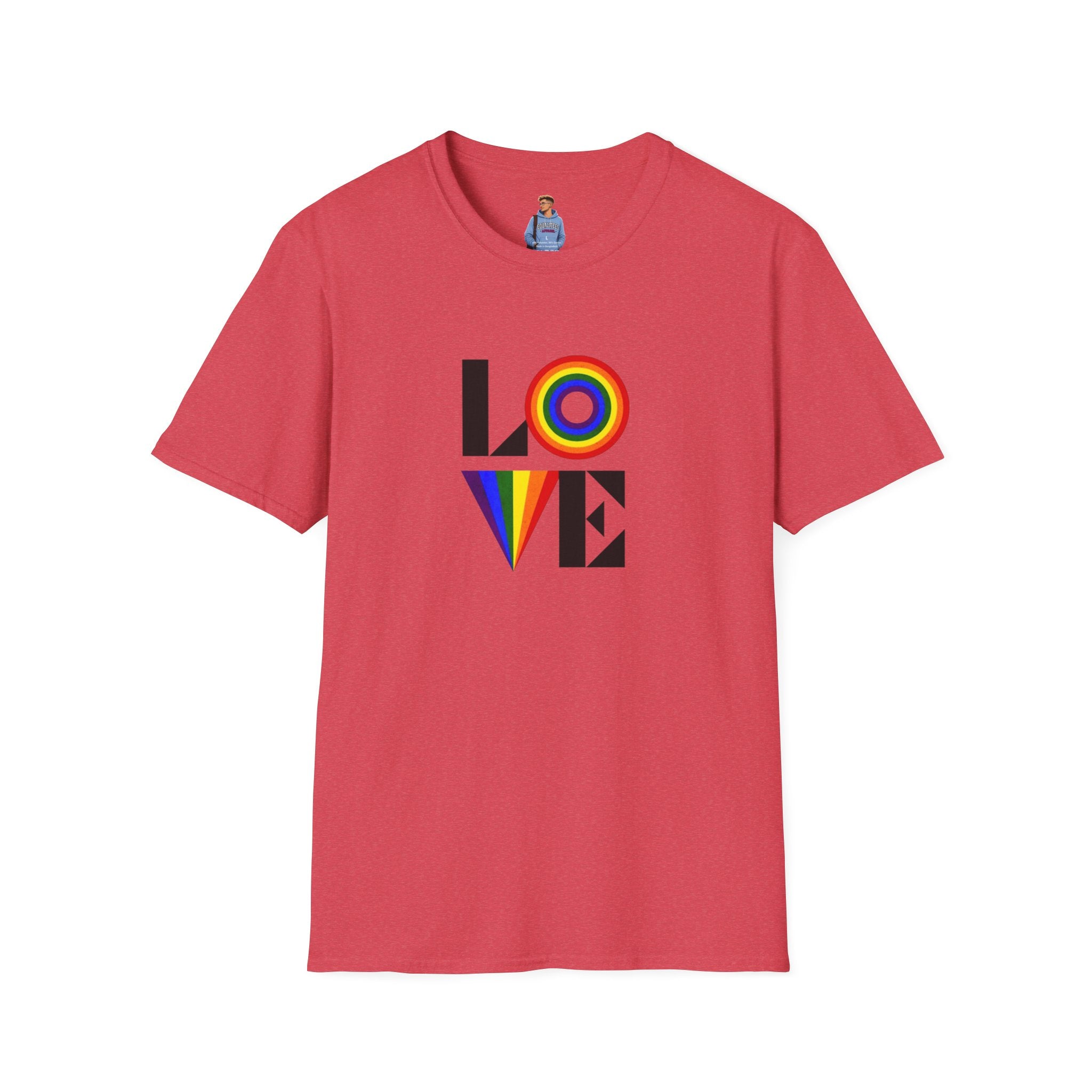 Camiseta unisex suave con diseño vibrante LOVE para Pride