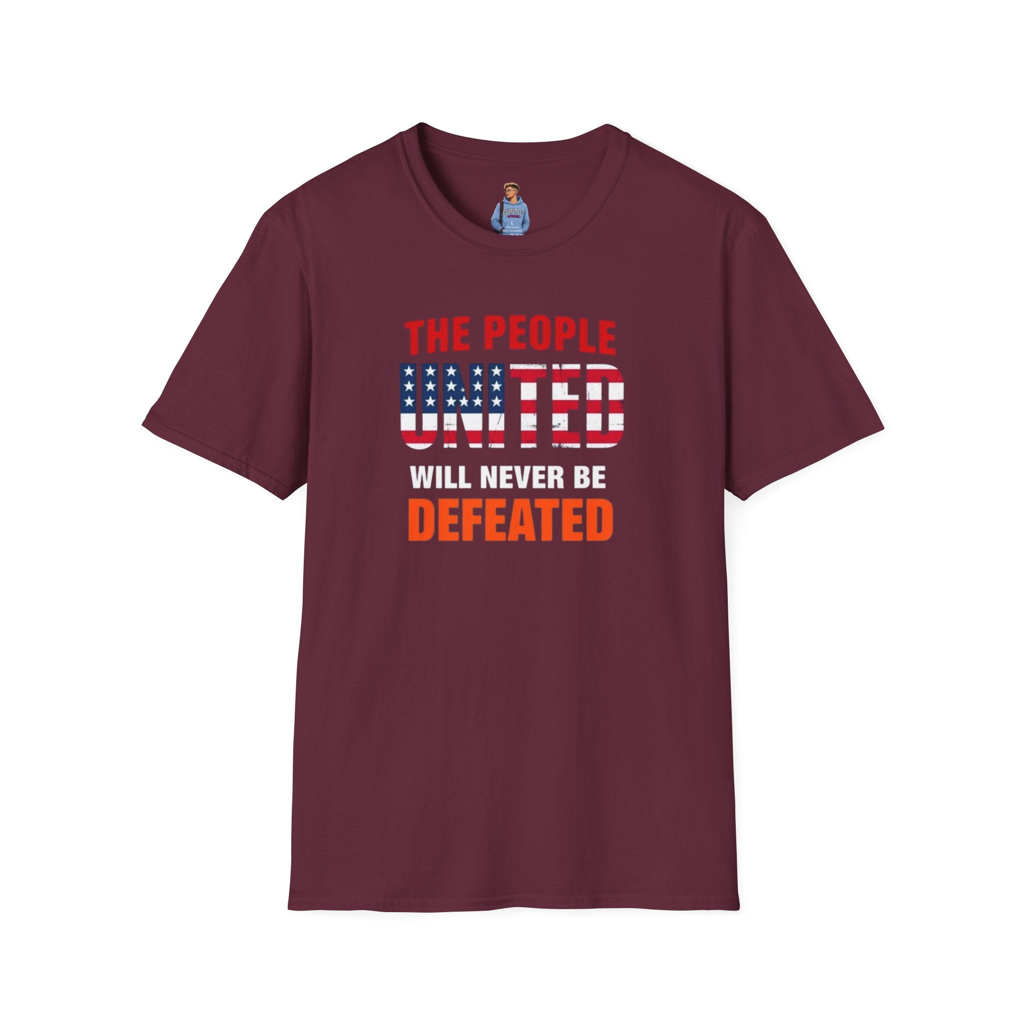 Camiseta unisex de estilo suave con gráficos "El Pueblo Unido" y "Los valores MAGA no son valores estadounidenses".