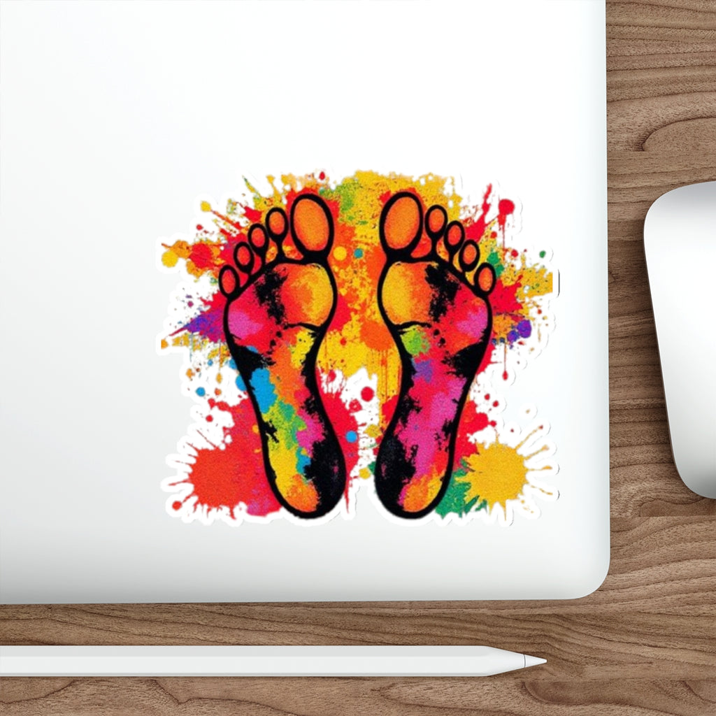 Die-Cut Stickers - Rainbow Feet Splattered Paint - EqualiTees.Me