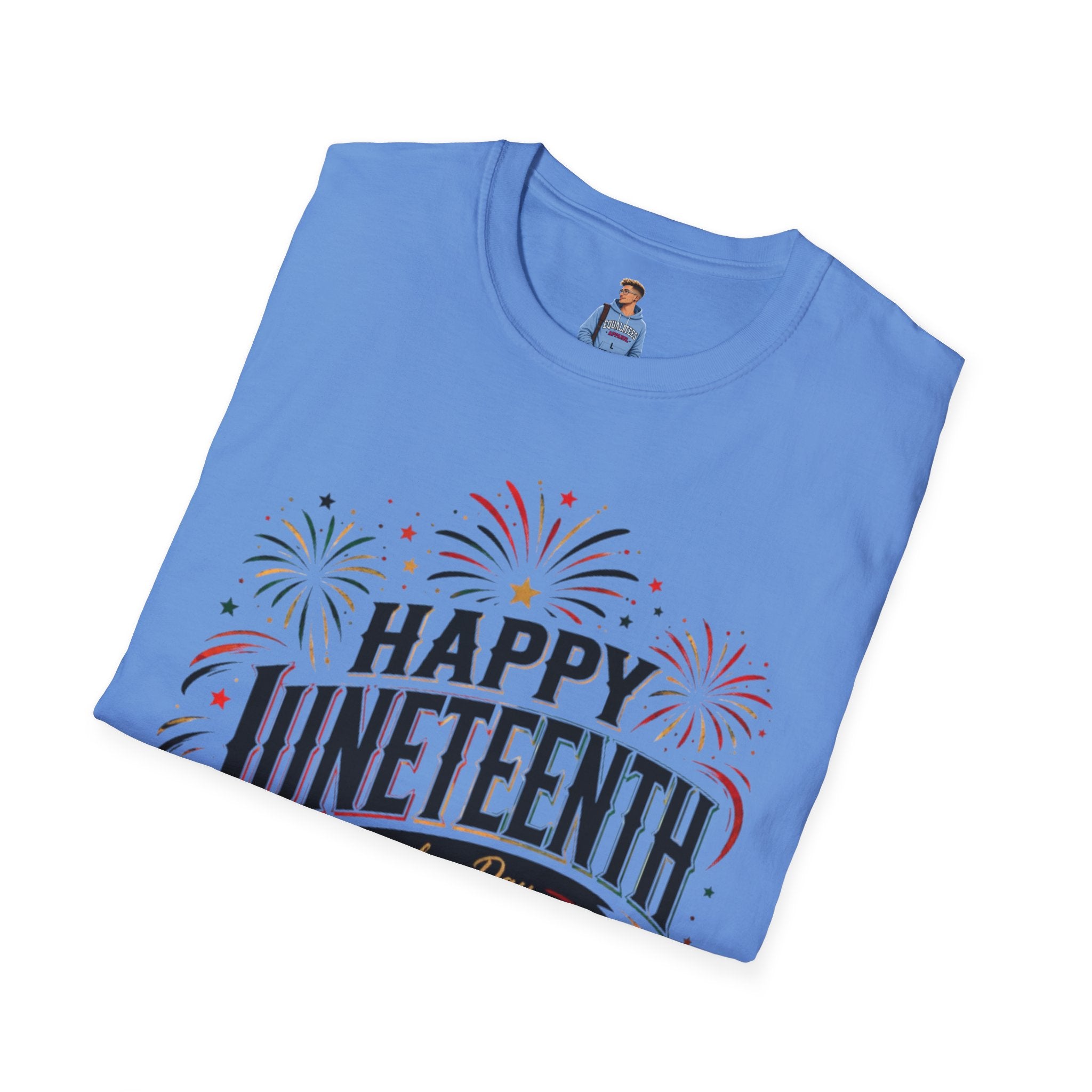 Juneteenth T-Shirt - "Happy Juneteenth" Fireworks Celebration Tee