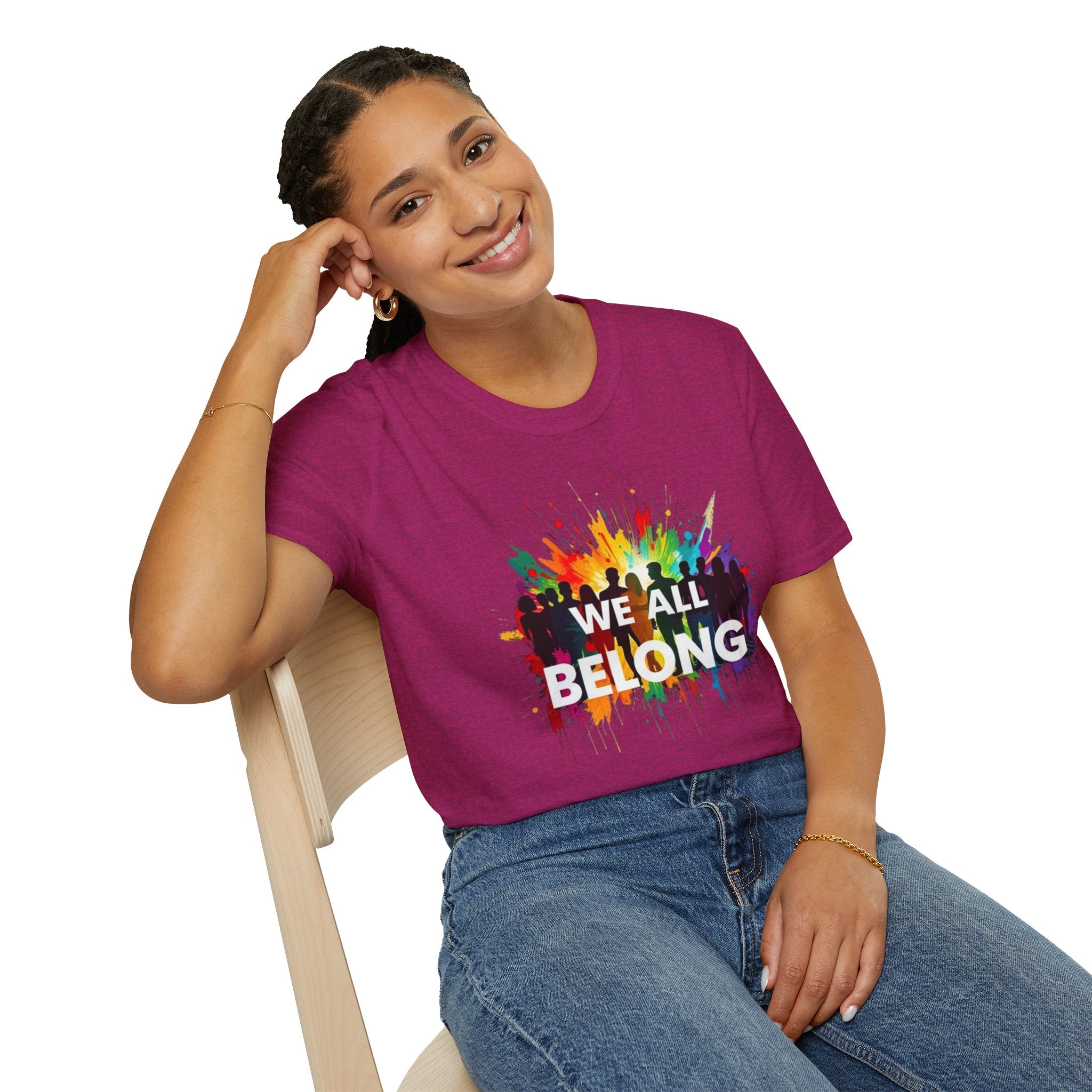 We All Belong Unisex Softstyle T-Shirt - Colorful Pride Tee
