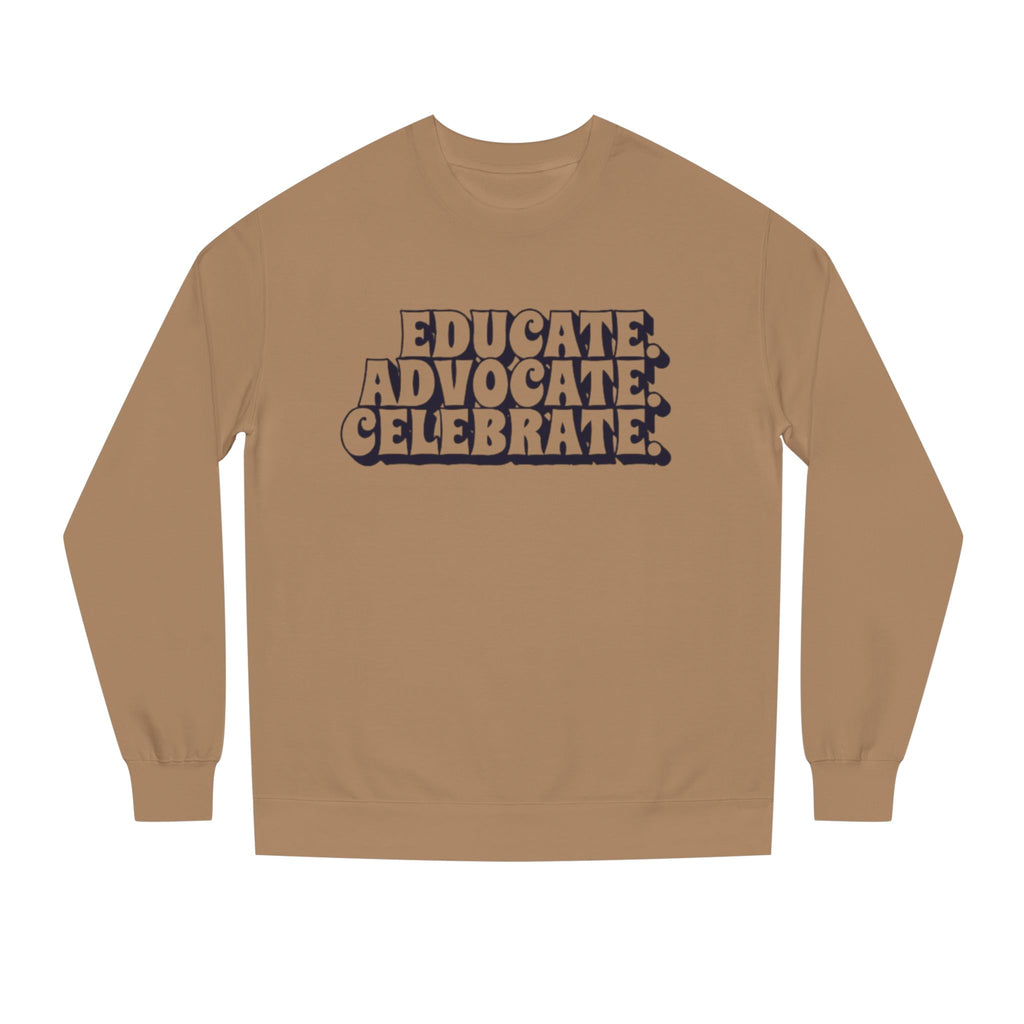 Sudadera unisex de cuello redondo "Educar, defender y celebrar" - Empowerment Apparel