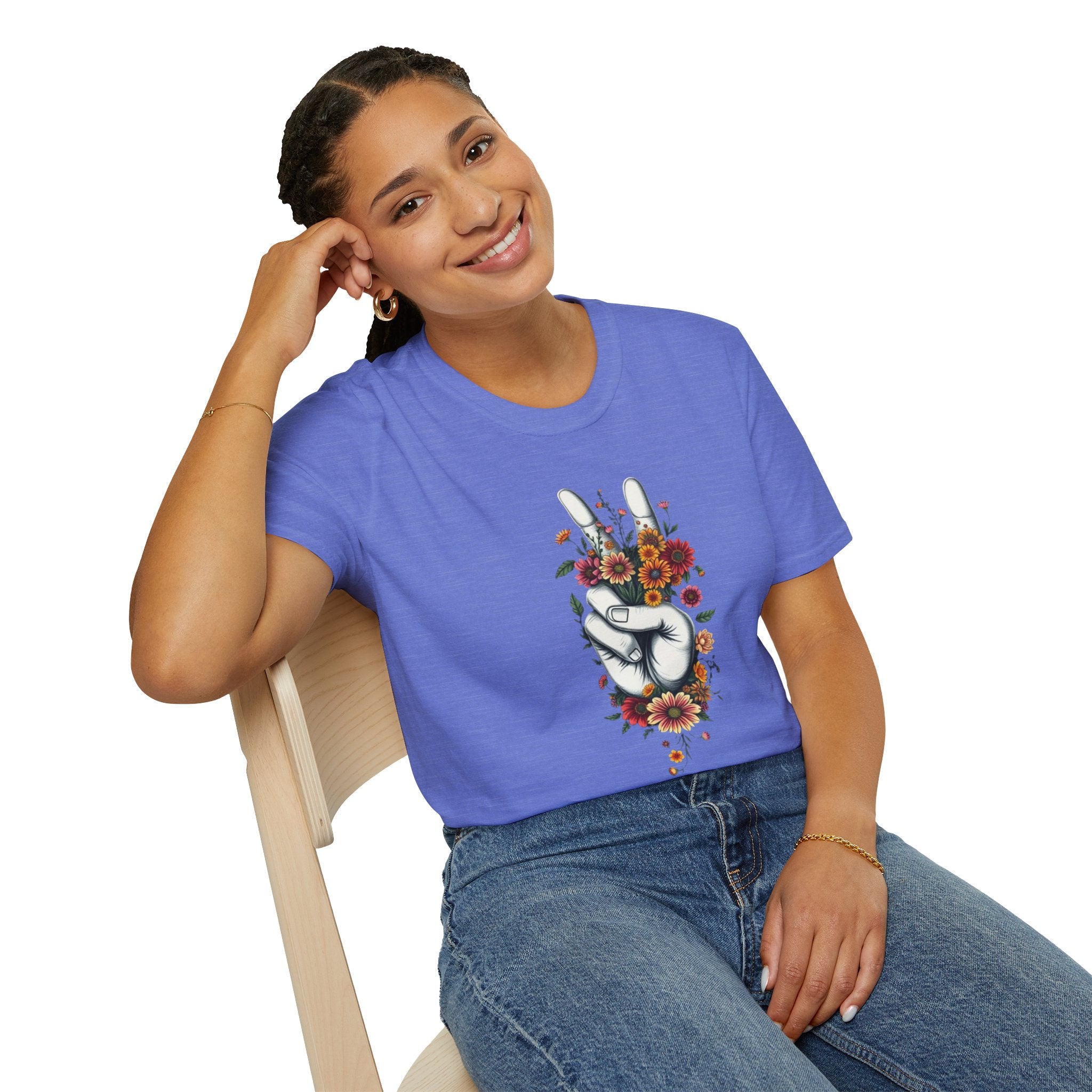 Camiseta unisex de estilo suave Grow Peace: inspiración boho, perfecta para festivales y uso diario
