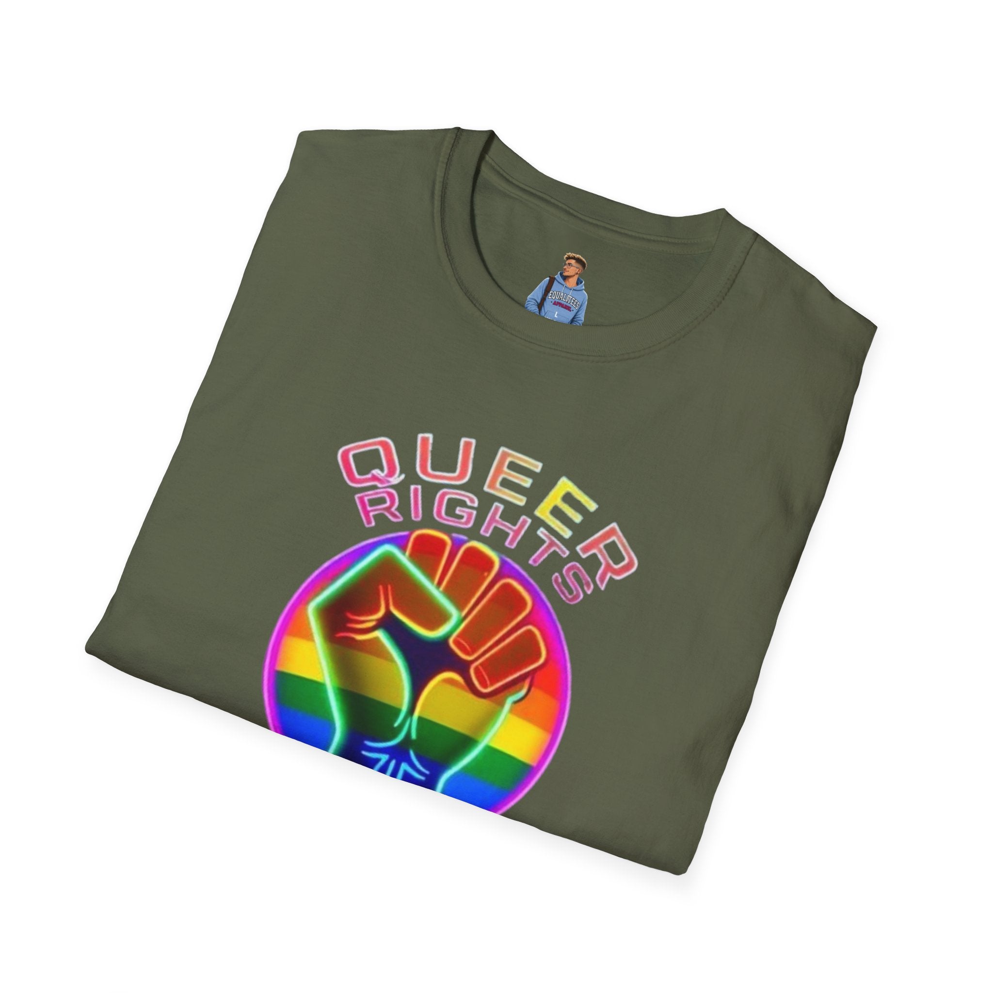 Unisex Softstyle T-Shirt - Queer Rights Are Human Rights Statement Tee