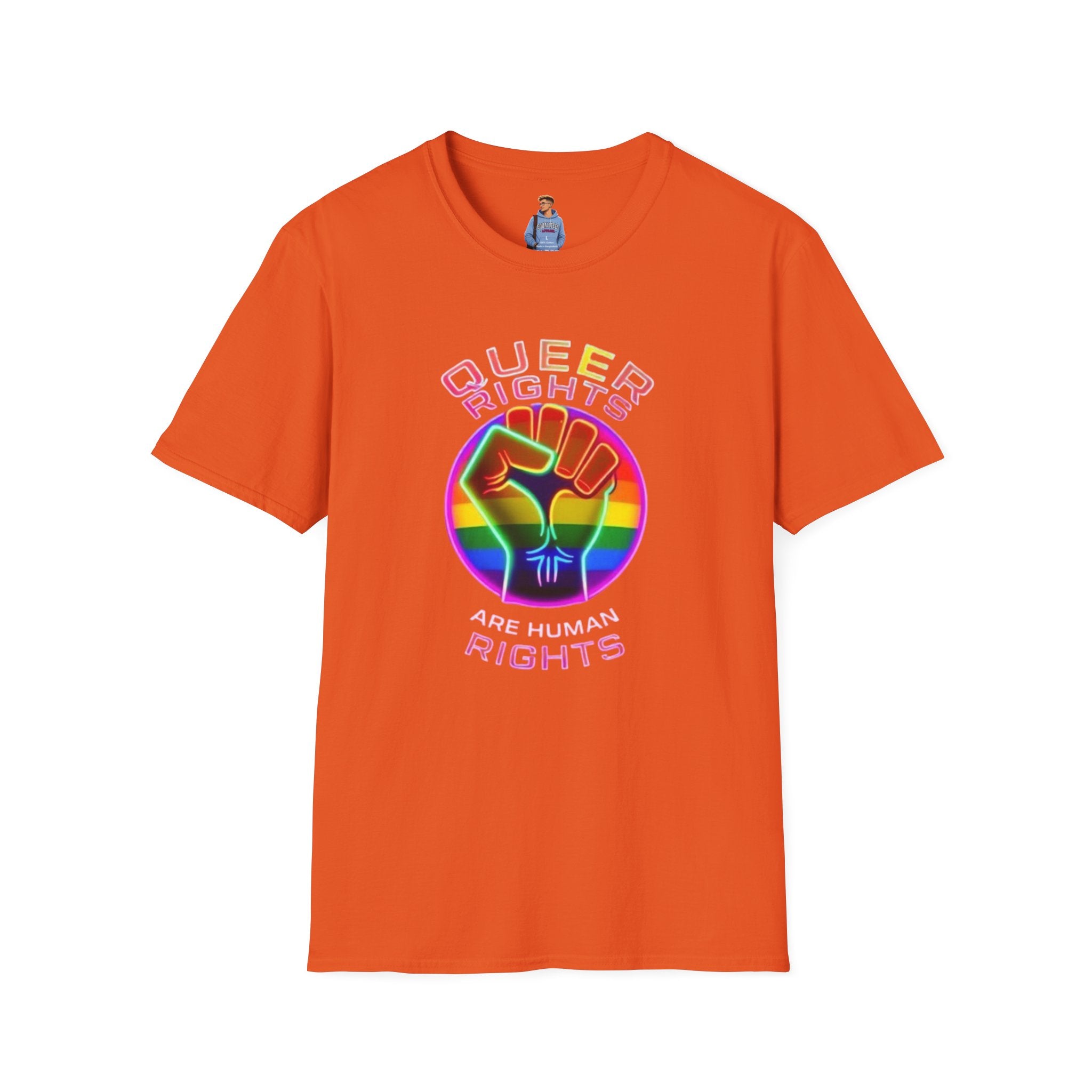 Camiseta unisex de estilo suave: "Los derechos queer son derechos humanos".