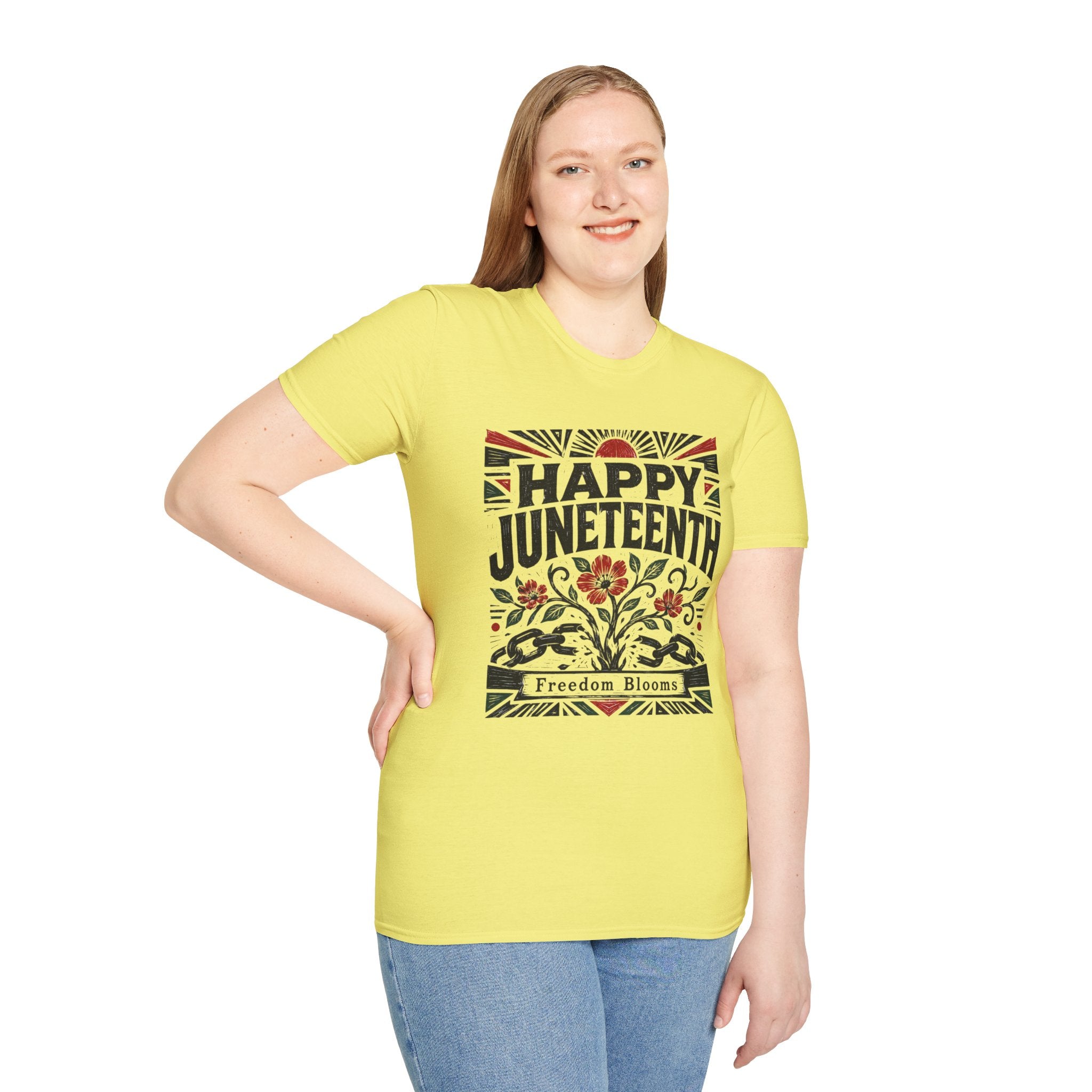 Juneteenth T-Shirt — "Happy Juneteenth" Floral Freedom Tee