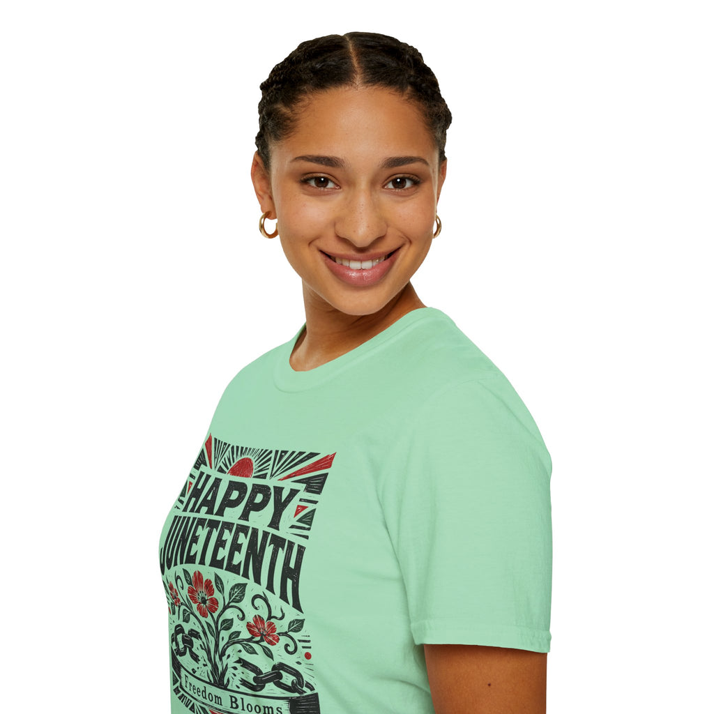 Juneteenth T-Shirt — "Happy Juneteenth" Floral Freedom Tee