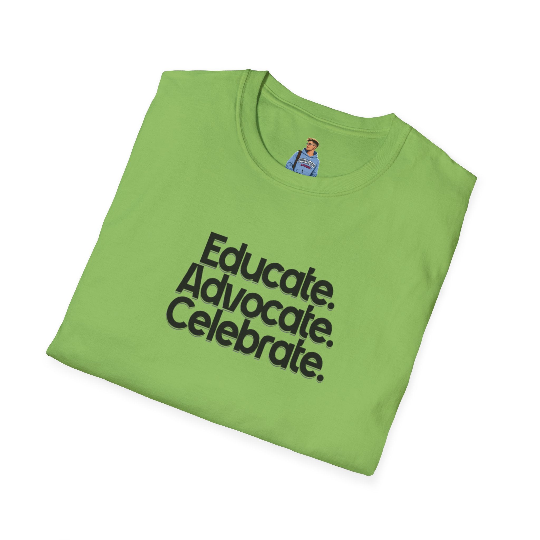 Teacher Advocate T-Shirt - Subtle Pride Educate Advocate Celebrate Design