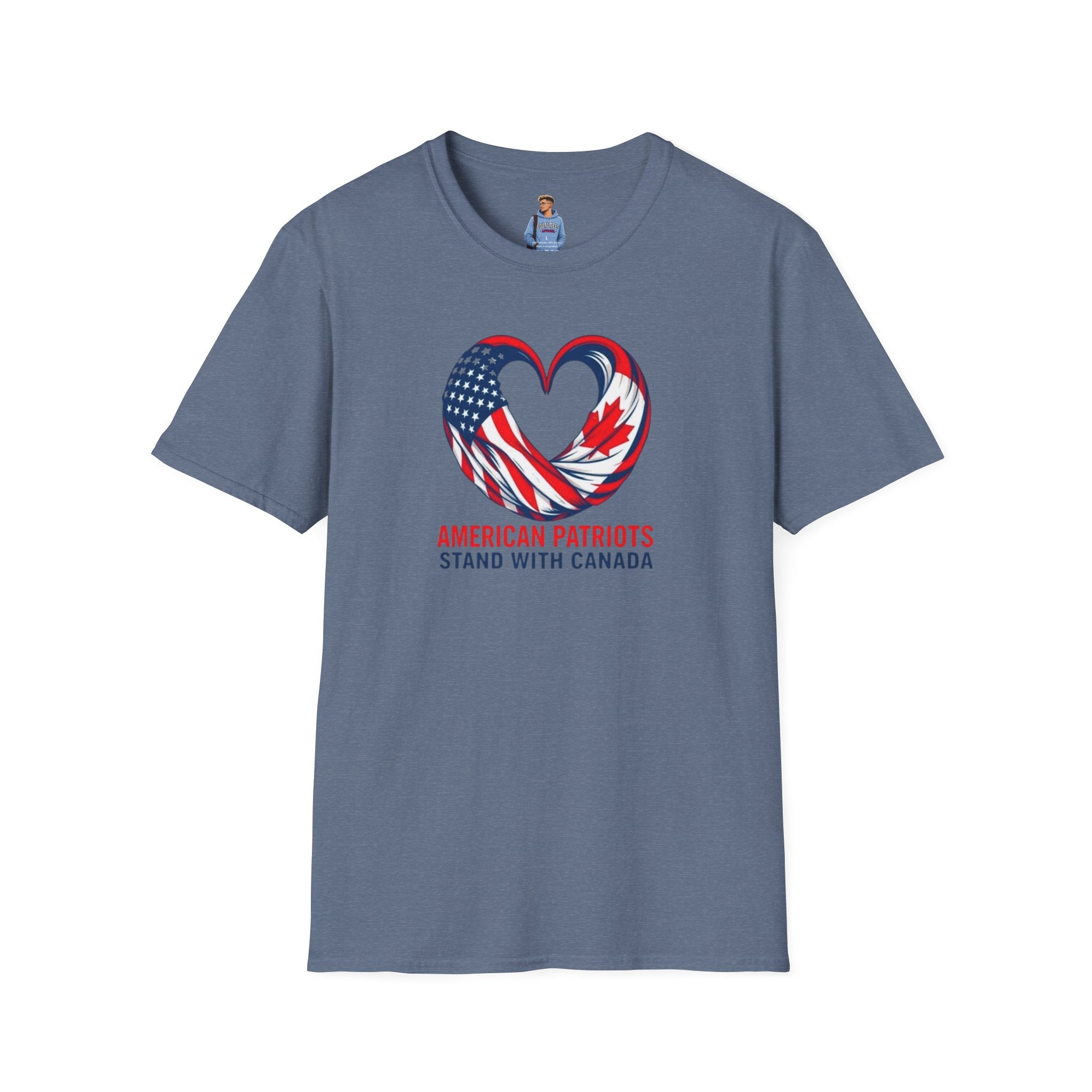 Camiseta unisex de estilo suave "American Patriots Stand with Canada"
