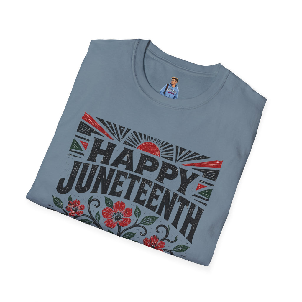 Juneteenth T-Shirt — "Happy Juneteenth" Floral Freedom Tee