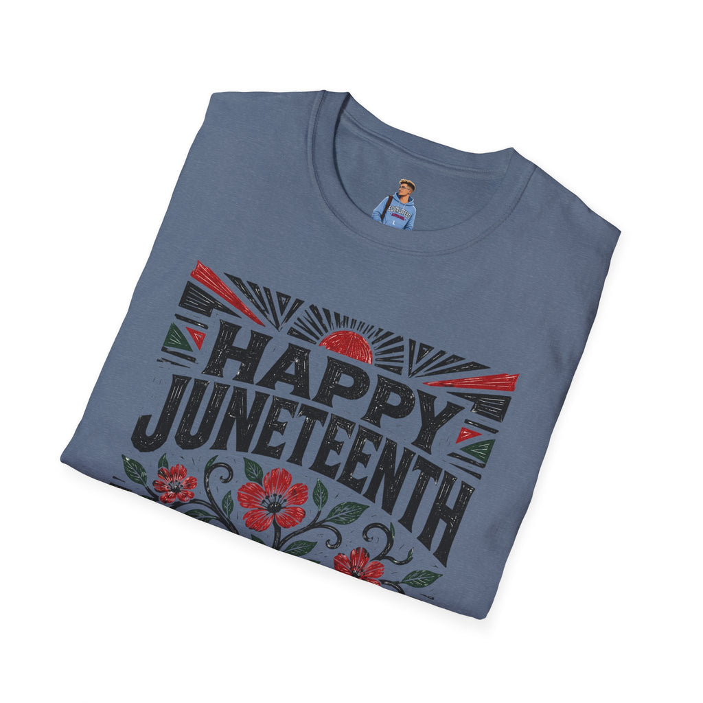 Juneteenth T-Shirt — "Happy Juneteenth" Floral Freedom Tee