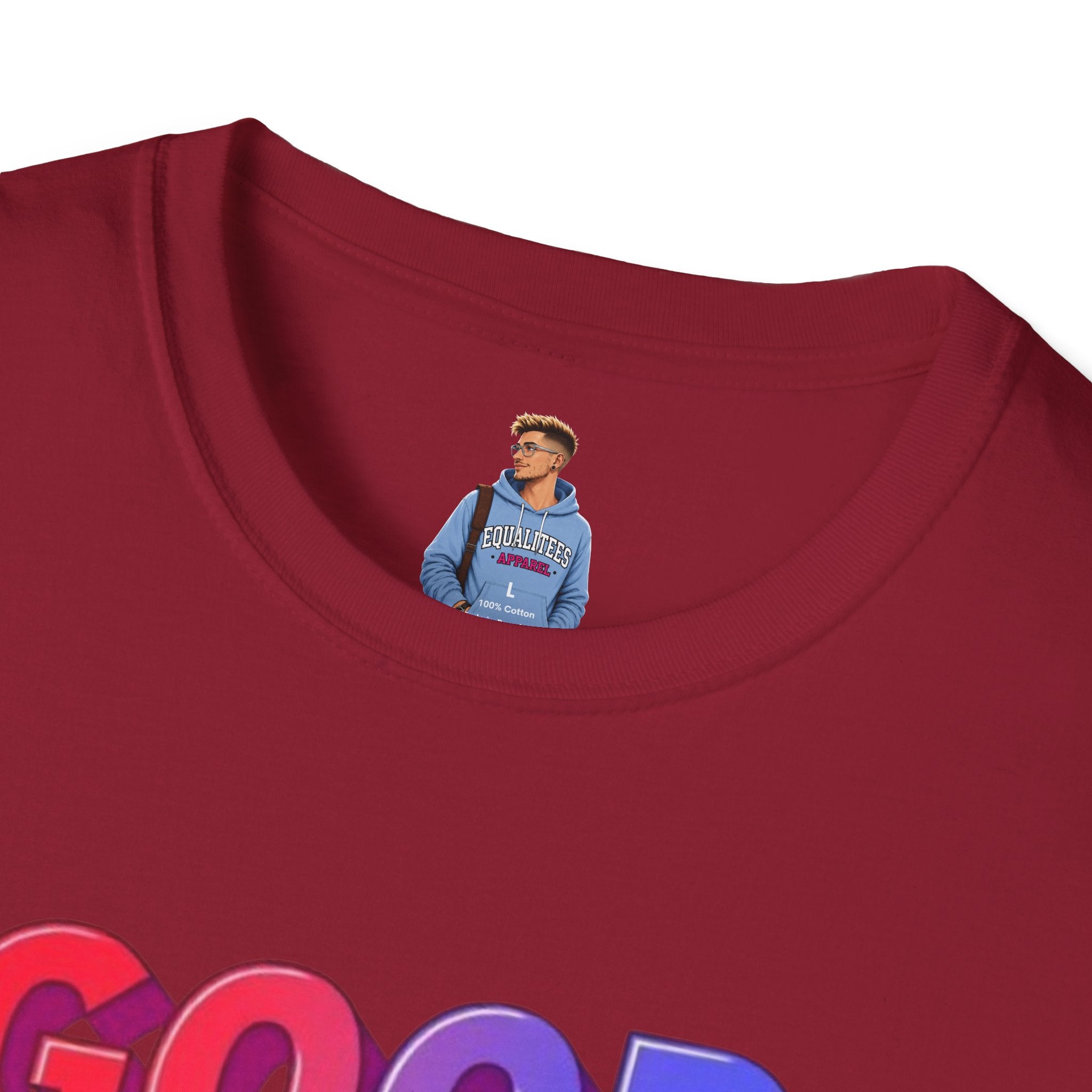 Camiseta unisex de estilo suave con mensaje positivo "Arcoíris, buena voluntad, triunfo"