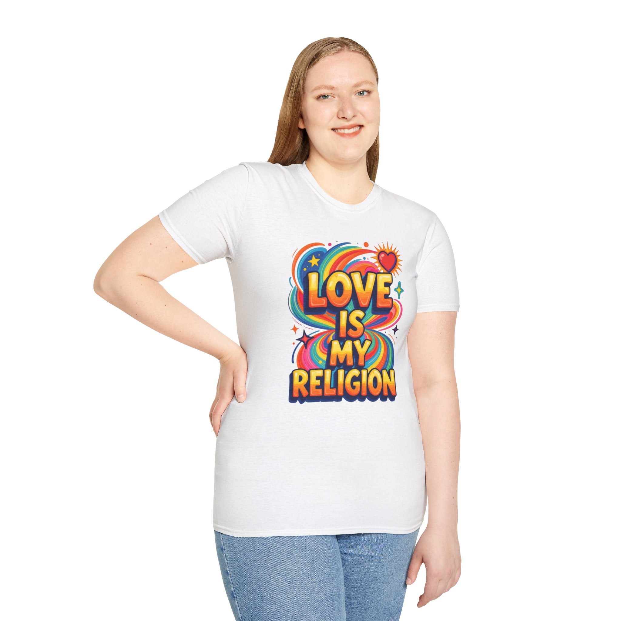 Love Is My Religion Retro Rainbow Graphic T-shirt