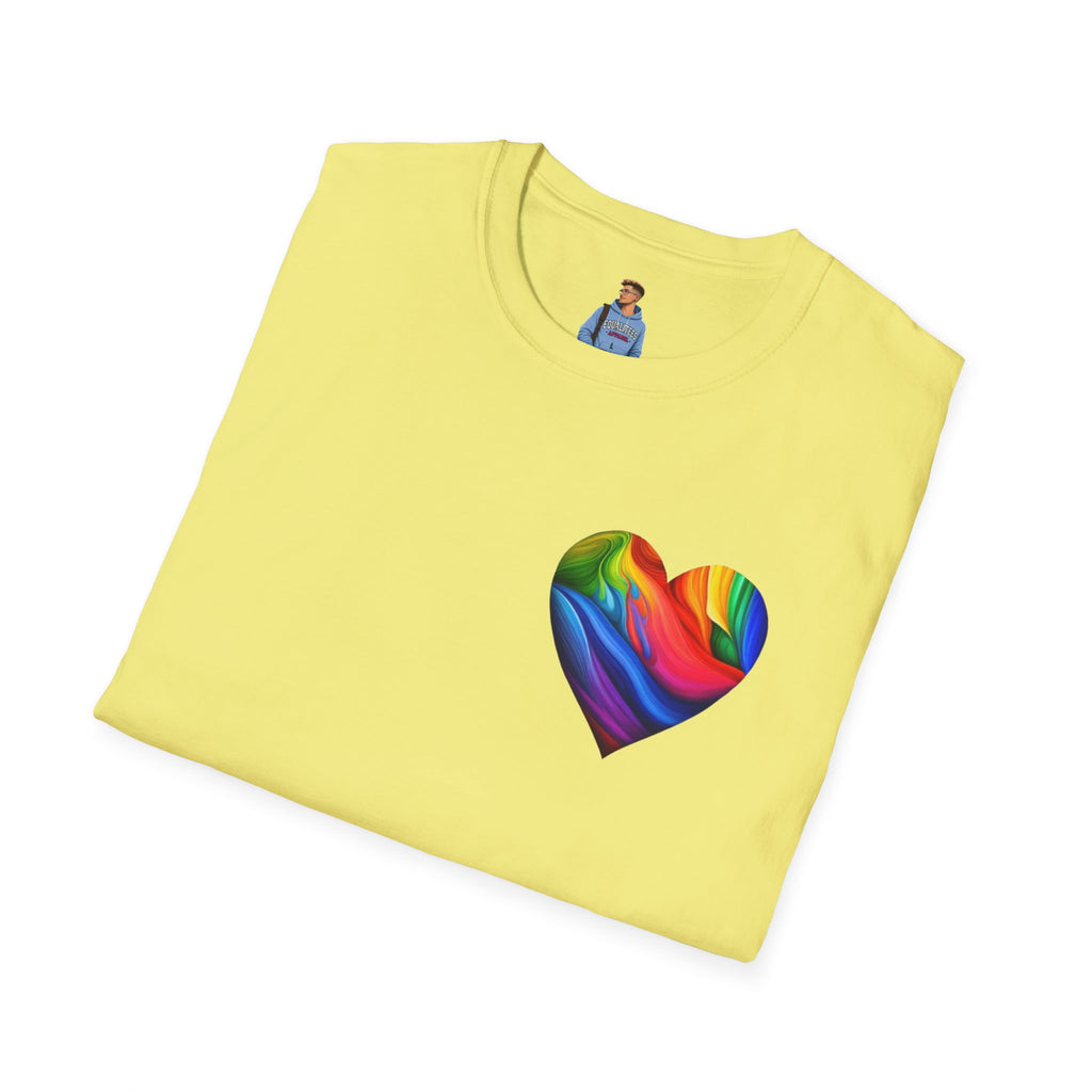 Camiseta unisex Softstyle - Diseño de corazón de orgullo con la frase 'La existencia es resistencia'
