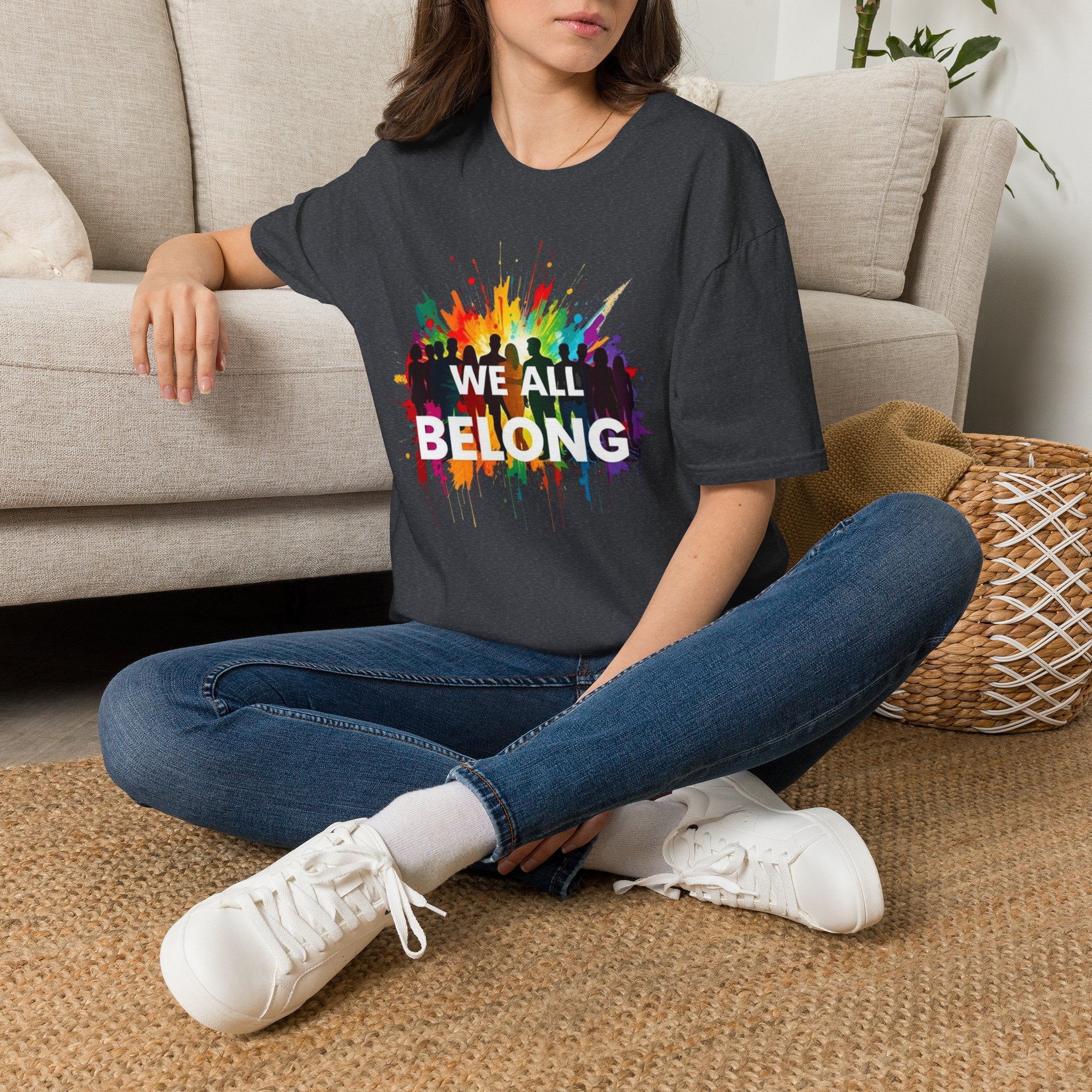 We All Belong Unisex Softstyle T-Shirt - Colorful Pride Tee