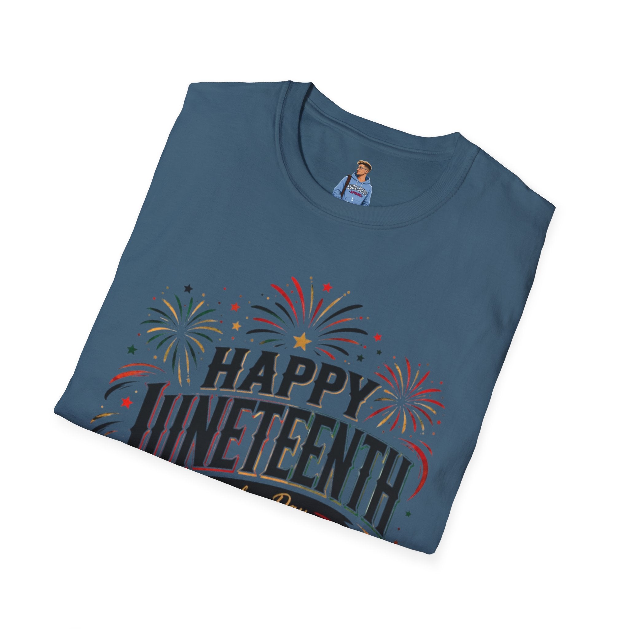 Juneteenth T-Shirt - "Happy Juneteenth" Fireworks Celebration Tee