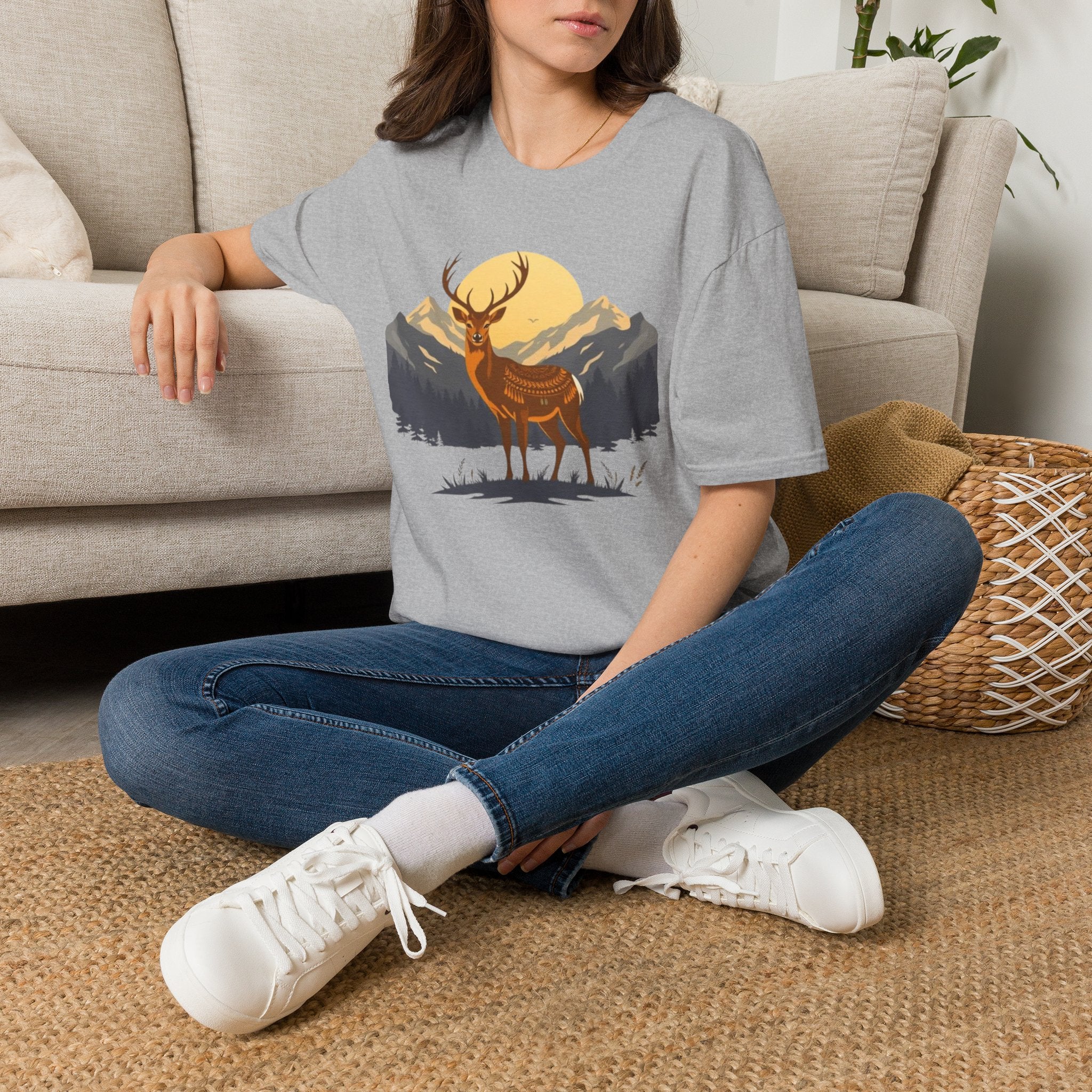 Mountain Sunset Deer Unisex Softstyle T-Shirt