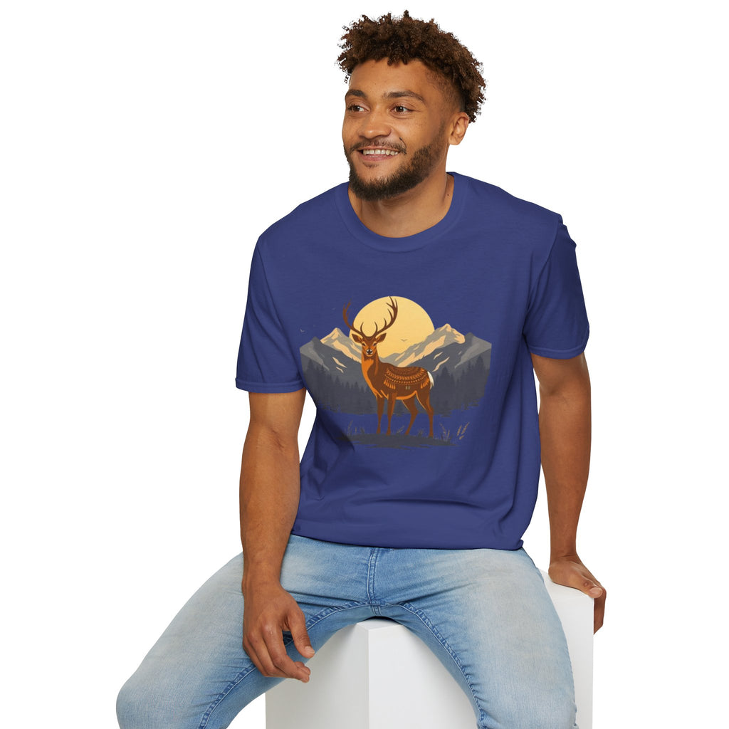 Mountain Sunset Deer Unisex Softstyle T-Shirt