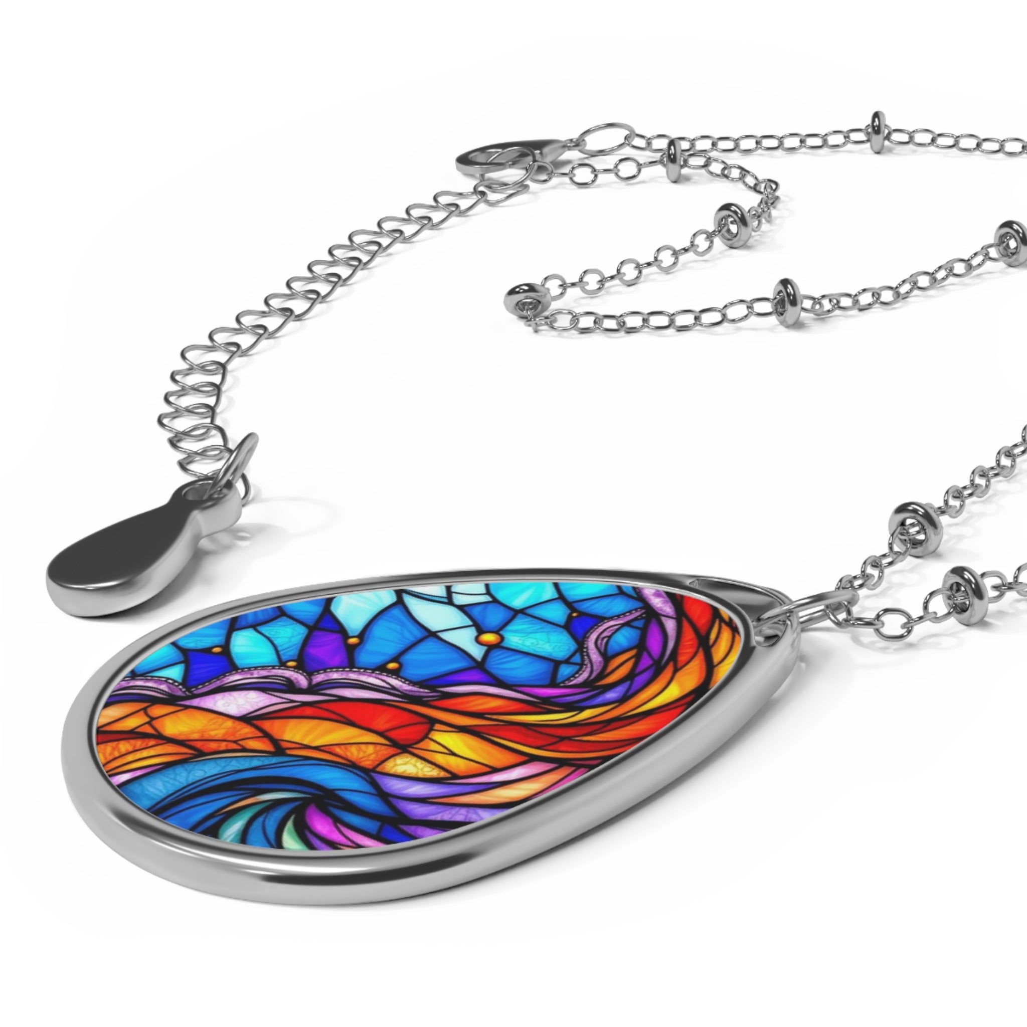 Fire and Ice Teardrop Pendant Necklace