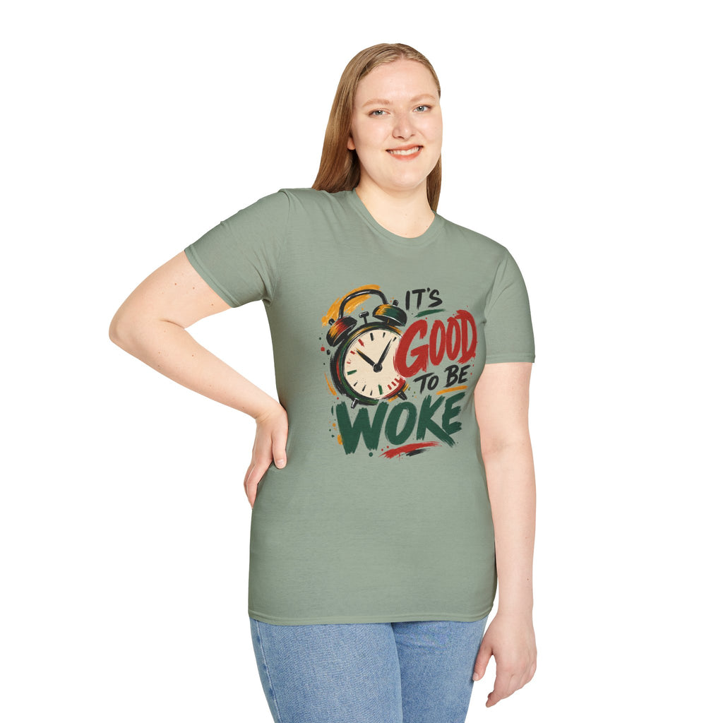 T-Shirt — "It's Good To Be Woke" Graphic Tee (Alarm Clock Design)