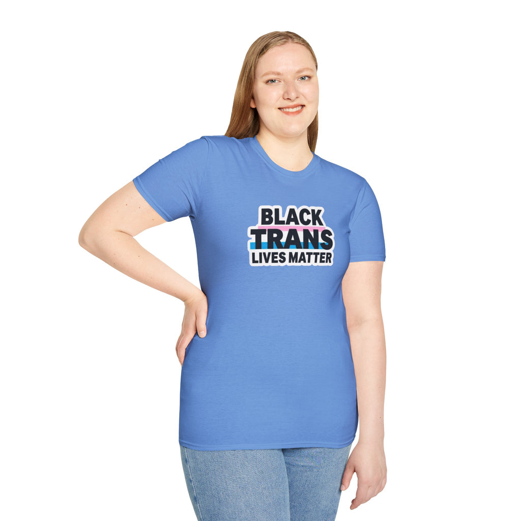 Unisex Softstyle T-Shirt - Black Trans Lives Matter Statement Tee