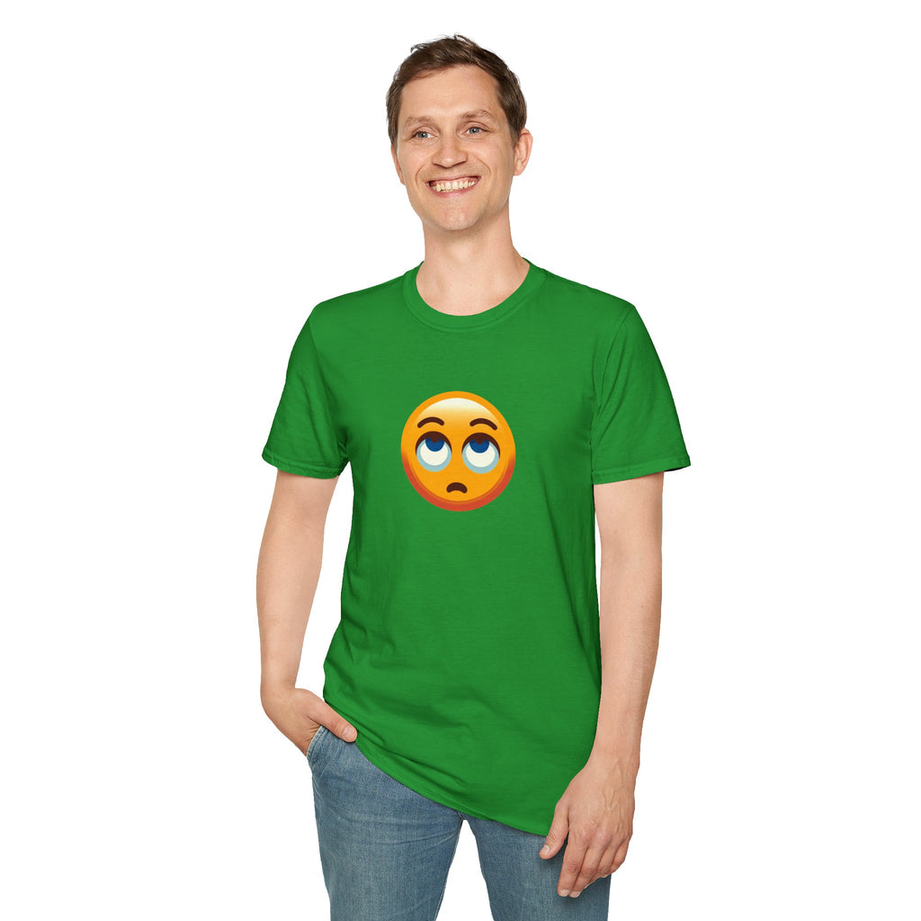 Camiseta unisex de estilo suave con emoji de ojos en blanco | Camiseta gráfica informal para el día a día