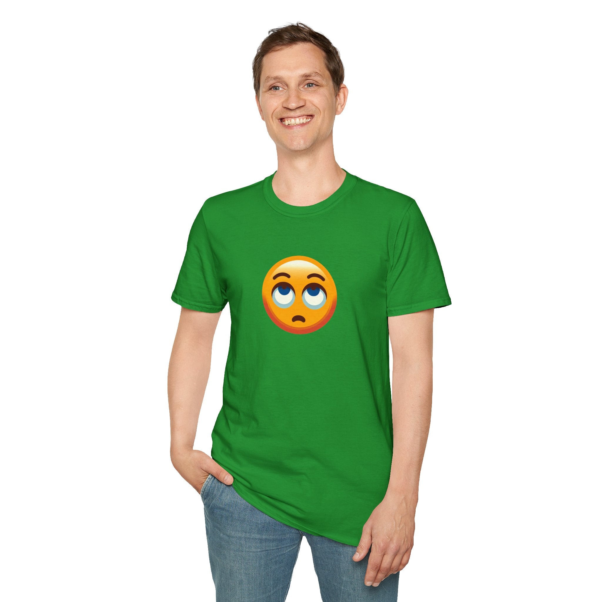 Camiseta unisex de estilo suave con emoji de ojos en blanco | Camiseta gráfica informal para el día a día